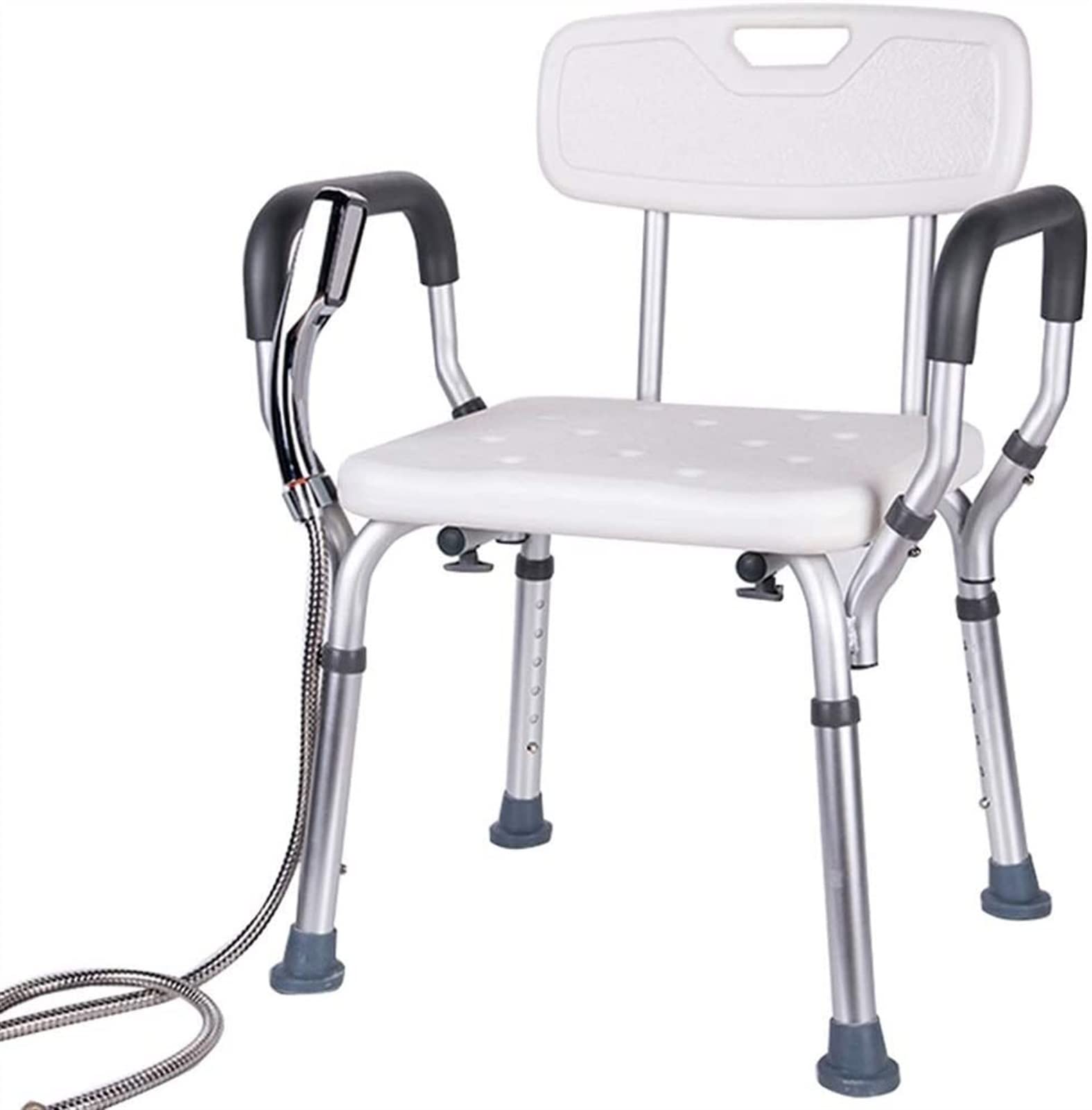 Muuunann Heavy Duty Shower Seat Bath Chair - Adjustable Height Bathroom Bench Stool with Arms & Back Support, Tool-Free Assembly, Lightweight & Portable for Elderly, Disabled & Travel Use - Perfect for Home, Hospital & Hotel Bathrooms