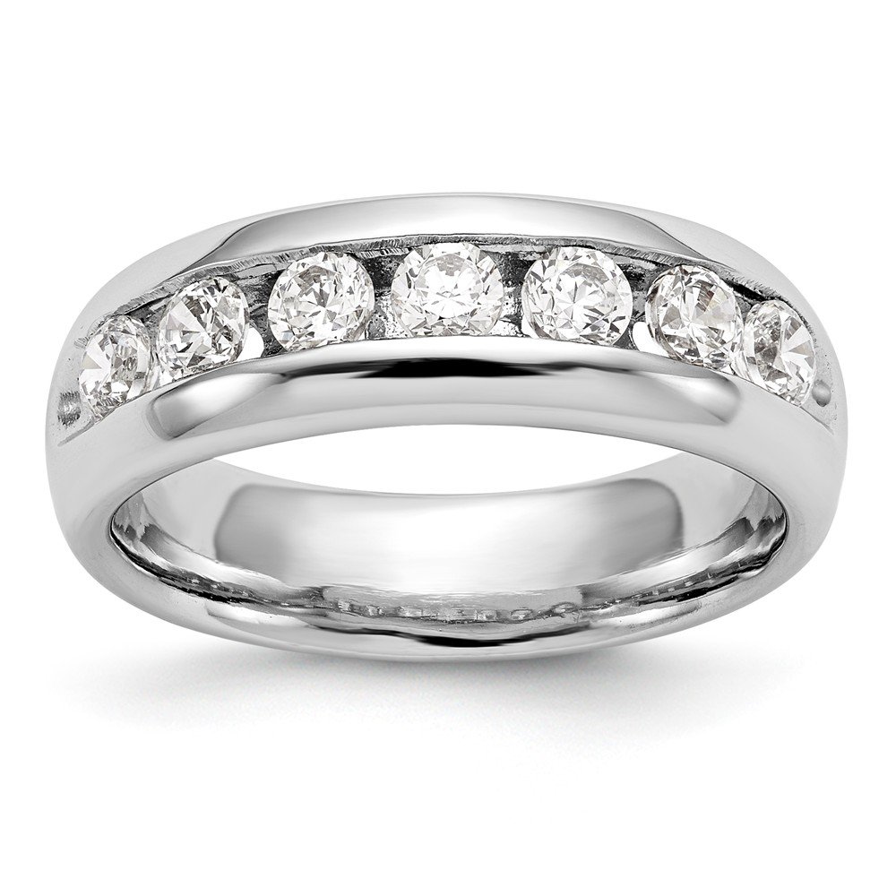 14K White Gold Seven Stone Diamond Wedding Band Ring for Women - 0.49cttw Channel Set Engagement Ring, Anniversary Gift for Her, Perfect for Bridal Jewelry & Special Occasions
