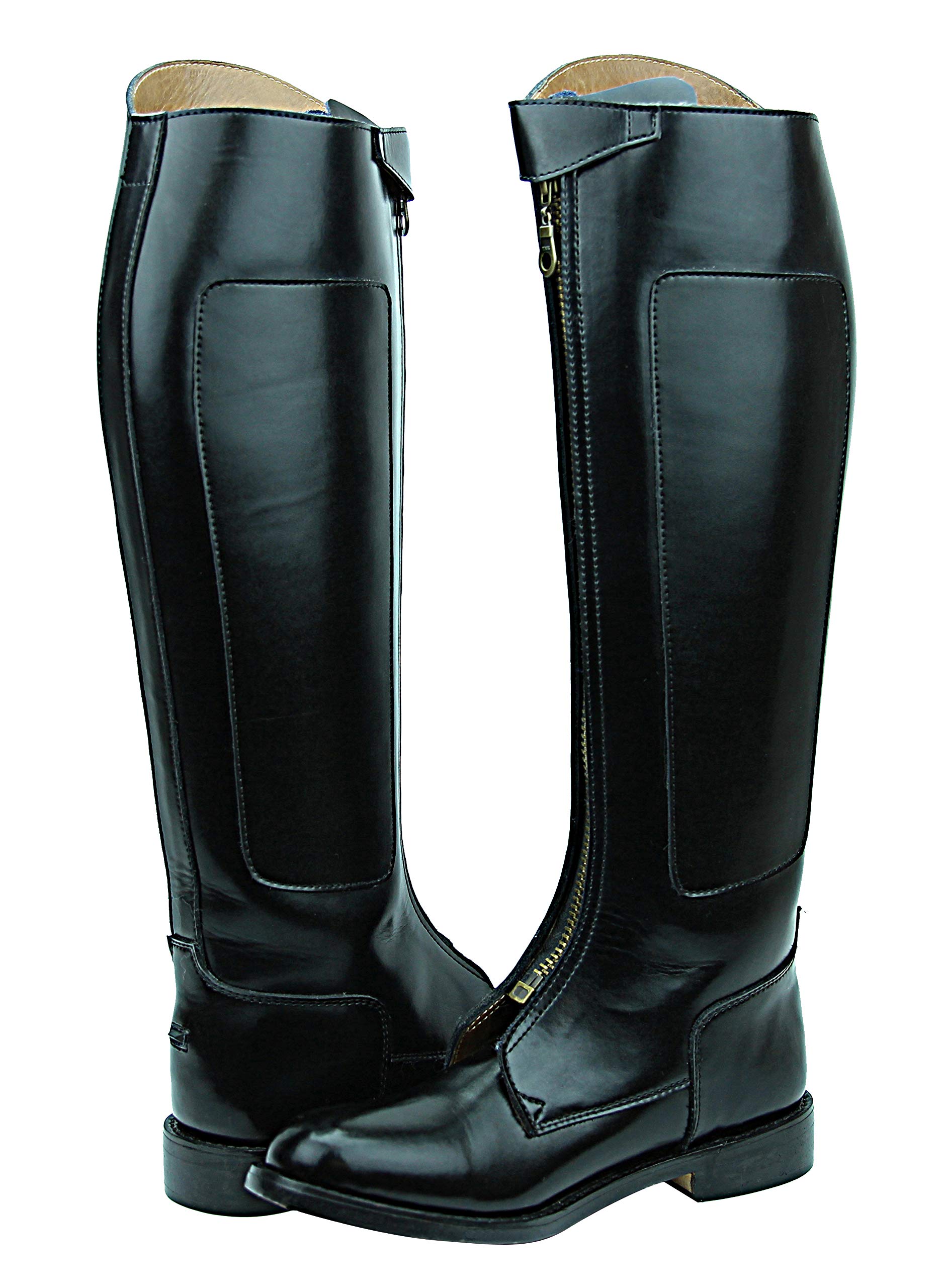 Women's Knee High Leather Equestrian Riding Boots - Invader-1 Polo Players Tall Boots in Black for Horseback Riding & Outdoor Fashion