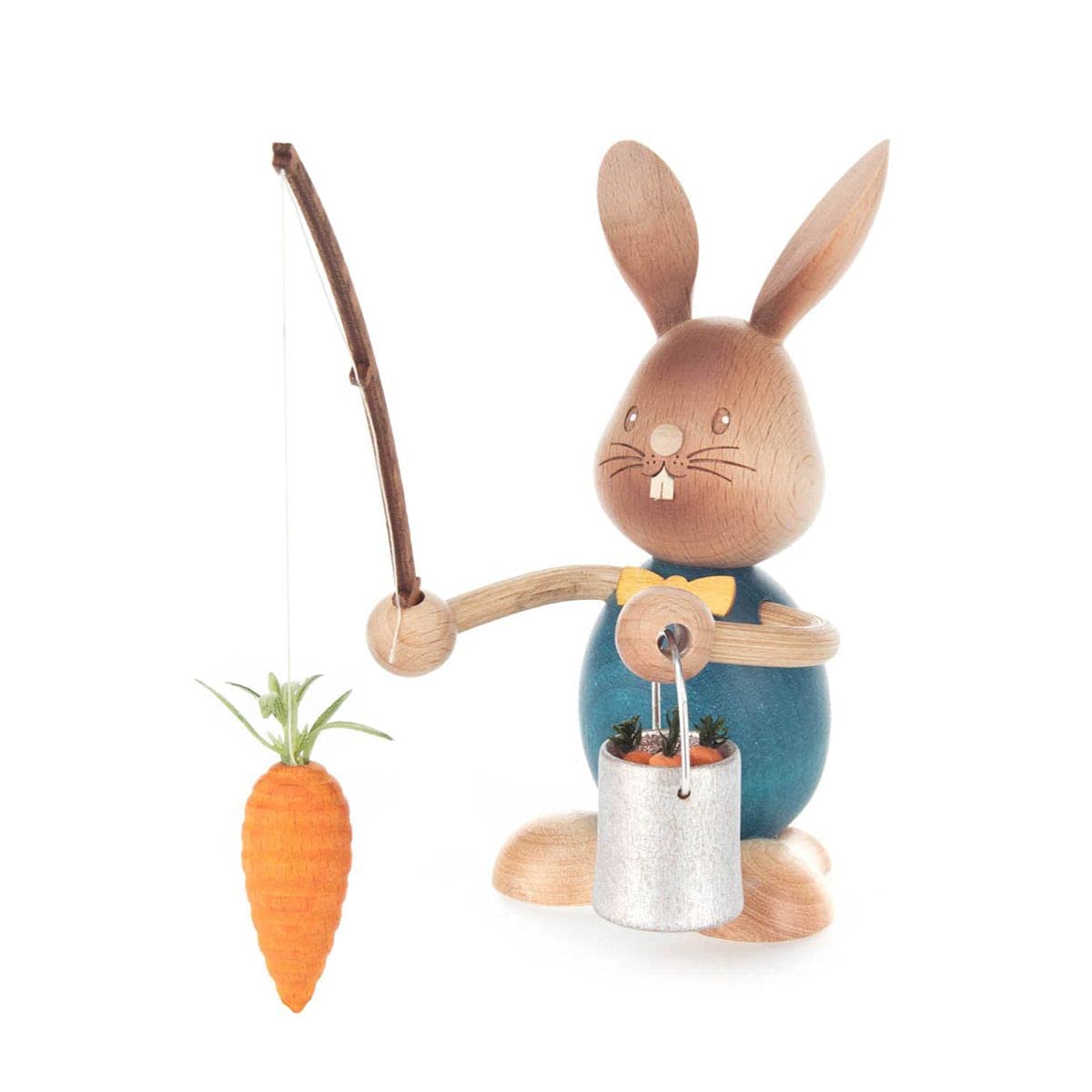 DREGENO Easter Bunny Fishing for Carrots Figurine - 224-64815 Brown Spring Home Decor for Easter Table Centerpiece, Mantel Display & Holiday Gift