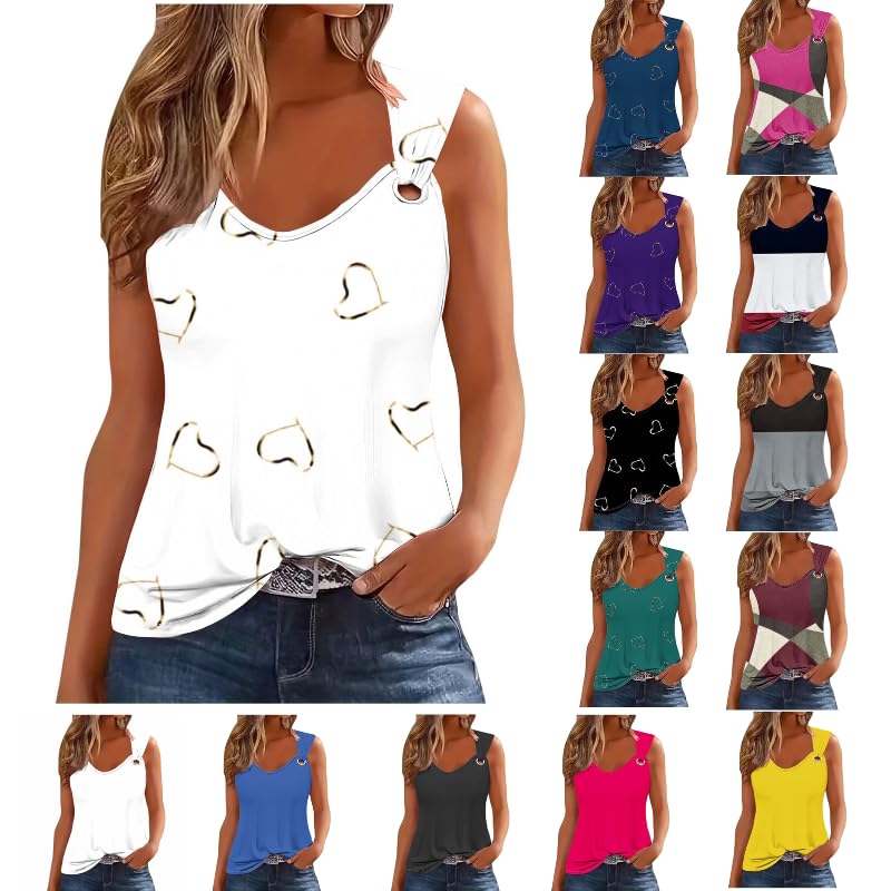 Women's Spaghetti Strap Tank Tops - Notched Neck Casual Loose Fit Sleeveless Shirts with Funny Graphic Prints | Perfect for Summer Outfits, Beach Wear & Lounge Comfort