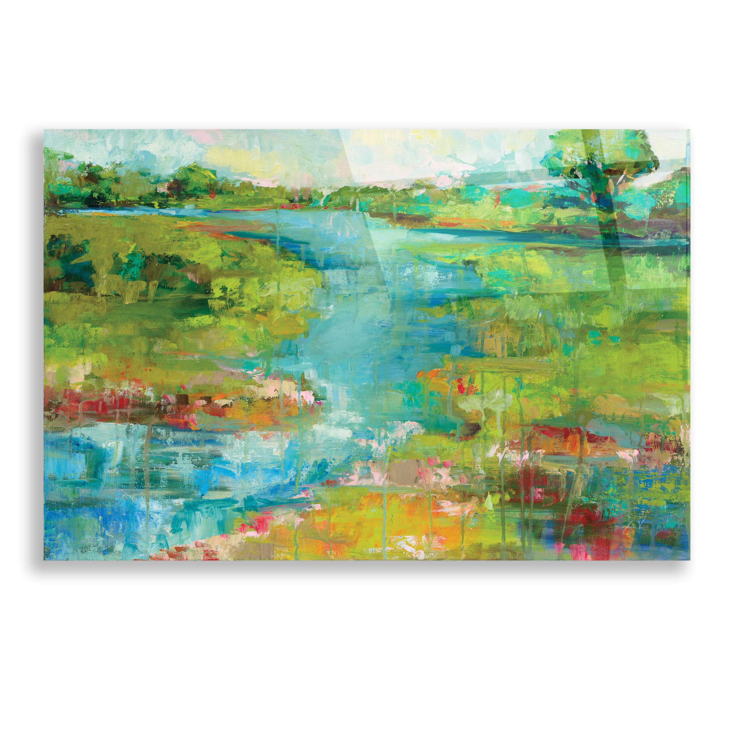 Epic Art 'Spring Marsh' by Jeanette Vertentes - 24x16 Inch Acrylic Glass Wall Painting - Modern Home & Office Decor - Perfect for Living Room, Bedroom or Gallery Display