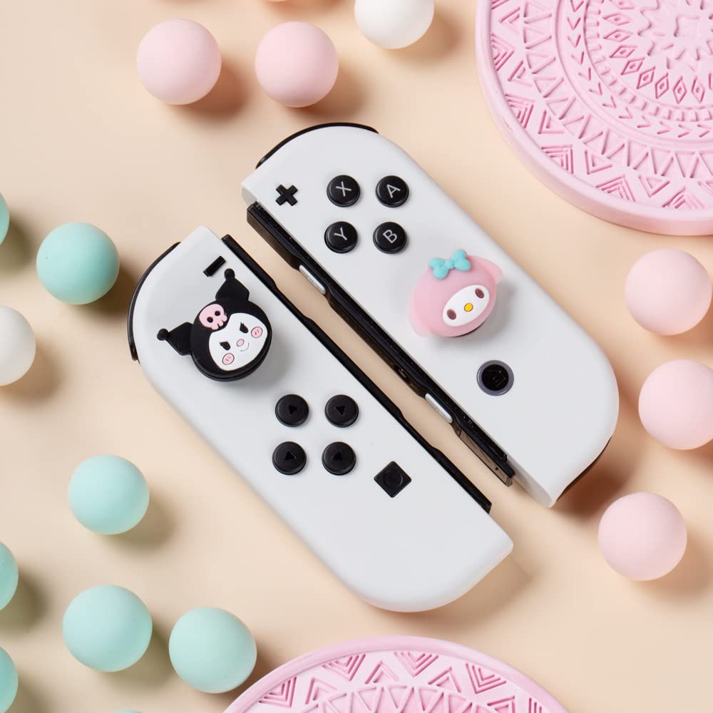 PERFECTSIGHT Cute Switch Knob Caps - Soft Silicone Analog Button Cover Compatible with Nintendo Switch OLED/Lite Console & Joy-Con Controllers (4-Pack) - Kawaii Gaming Accessories for Enhanced Grip and Protection During Play