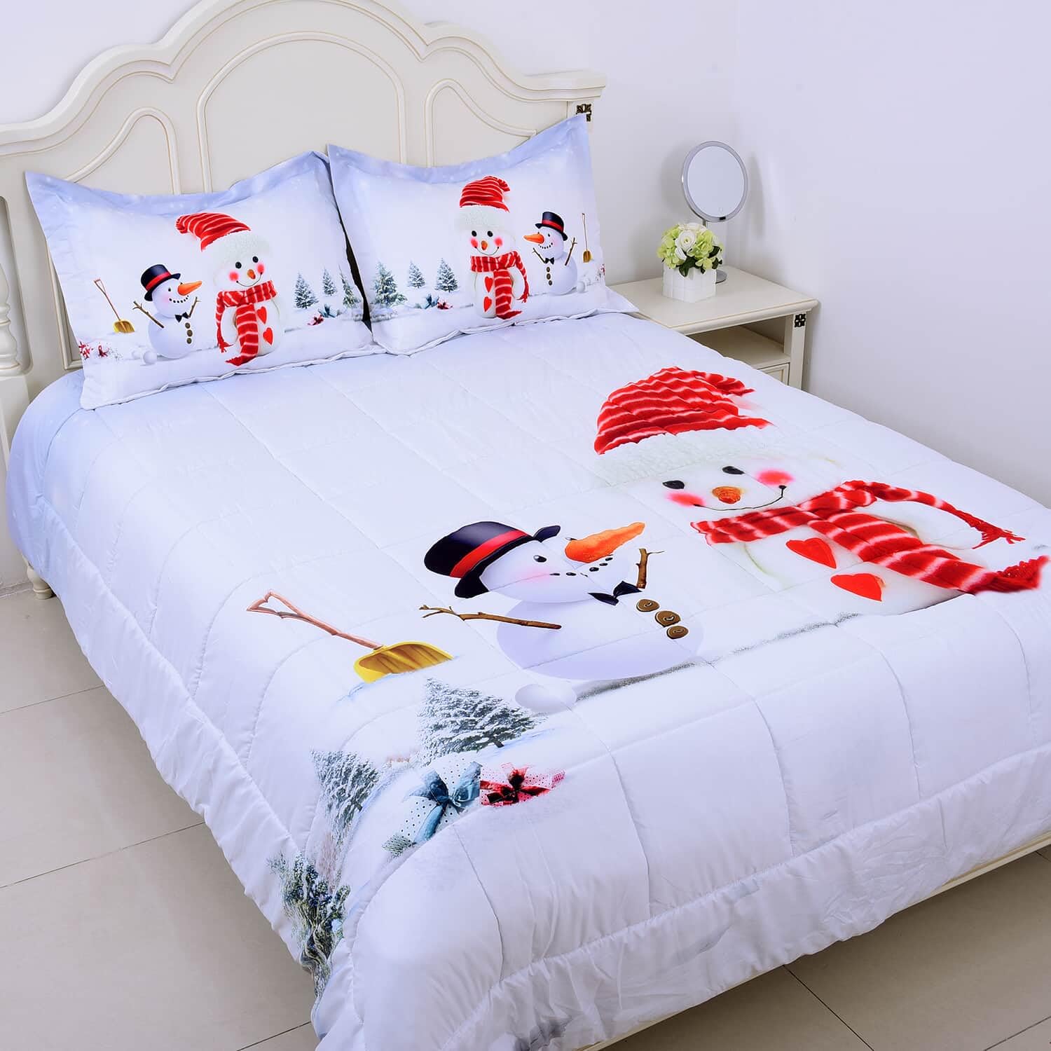 Shop LC HOMESMART Queen Size 2-Piece White Digital Printed Microfiber Comforter Set - Ultra Soft, Breathable & Durable Winter Bedding - Perfect for Cozy Nights, Birthday Gifts & Home Decor