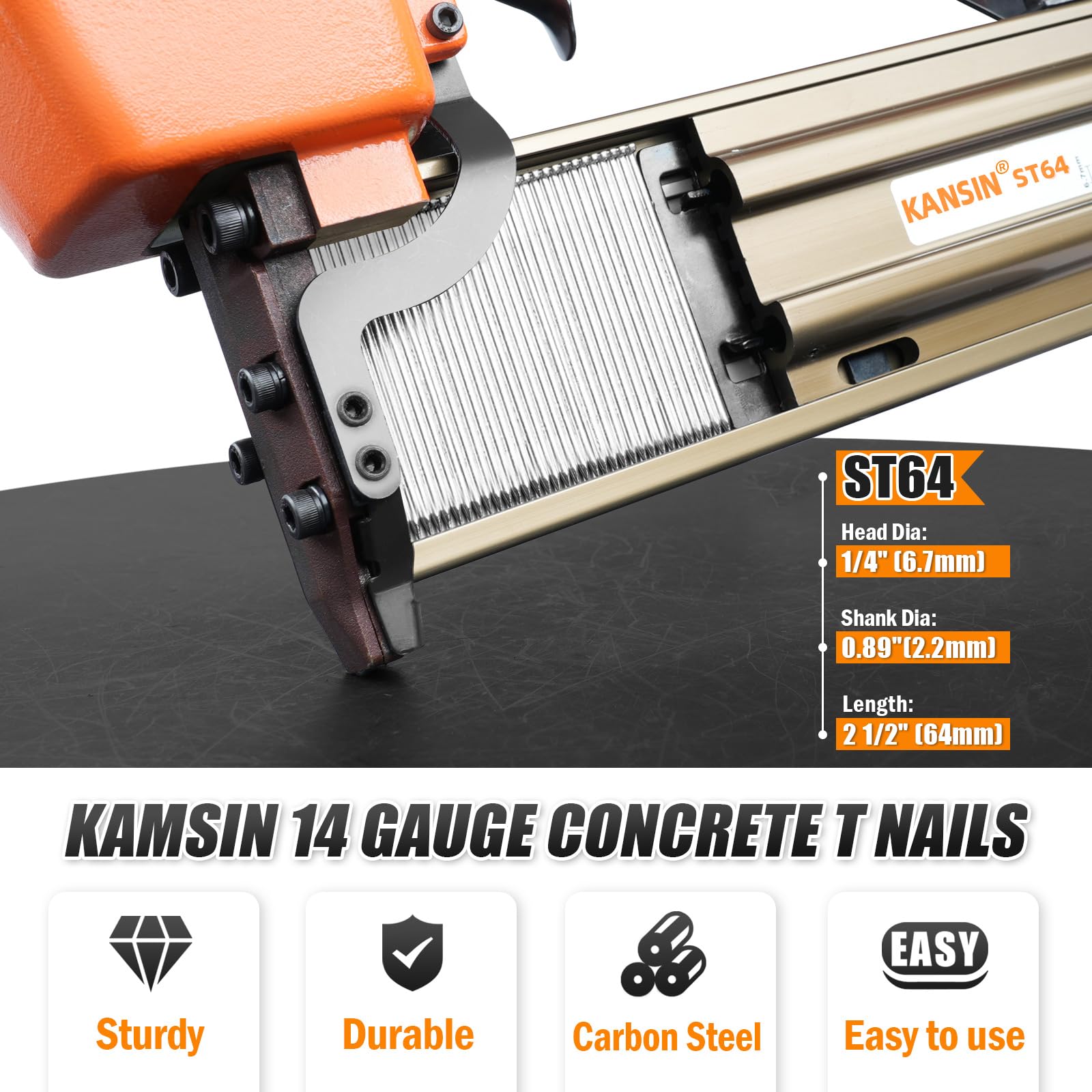 14 Gauge Galvanized Concrete T Nails - 2.5