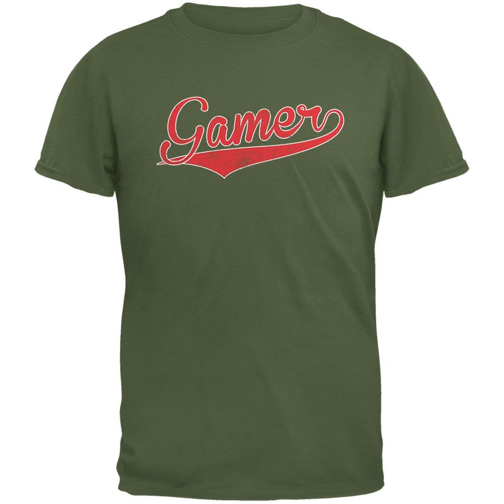 Old Glory Gamer Military Green T-Shirt for Men - Patriotic Gaming Tee for Veterans & Gamers - Perfect for Casual Wear, Gaming Events & Military Apparel