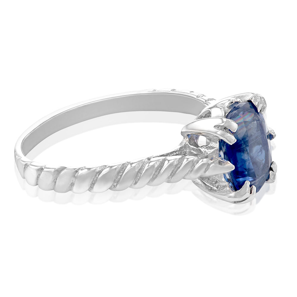 1.00ct Genuine Kyanite Solitaire Ring in Sterling Silver - Elegant Wedding, Engagement & Anniversary Jewelry Gift for Women