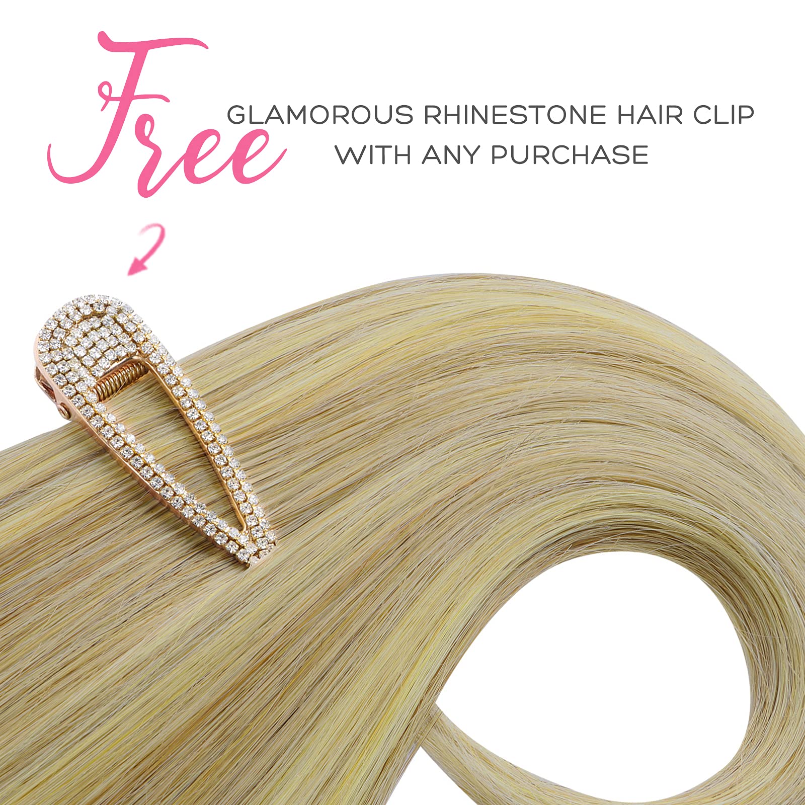 Marat Clip-In Human Hair Extensions 22 Inch 120g - Light Blonde Highlighted Golden Blonde Straight Hair Extensions for Women | Perfect for Parties, Weddings & Daily Styling