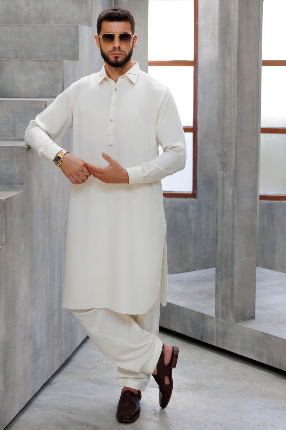 Stylish Blended Cream Shalwar Kameez by Almirah - Premium Pakistani Traditional Outfit for Women - Perfect for Weddings, Festivals & Special Occasions
