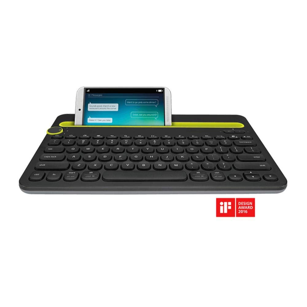 Logitech K480 Bluetooth Multi-Device Keyboard - Compatible with Windows, Mac, Android & iOS - Wireless Keyboard for Laptops, Tablets & Smartphones - Perfect for Home Office, Remote Work & Multi-Tasking