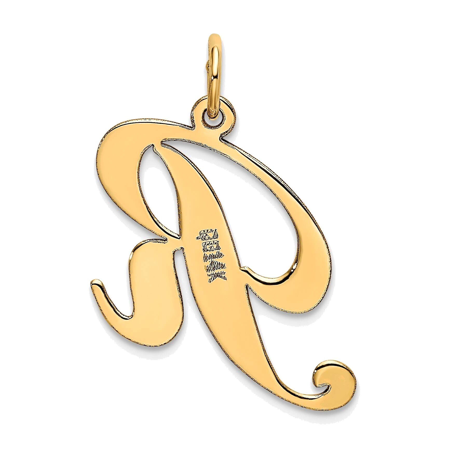 14K Yellow Gold Initial R Charm Necklace - Personalized Fancy Script Letter Pendant for Women, Gift for Her, Birthday, Anniversary, Valentine's Day
