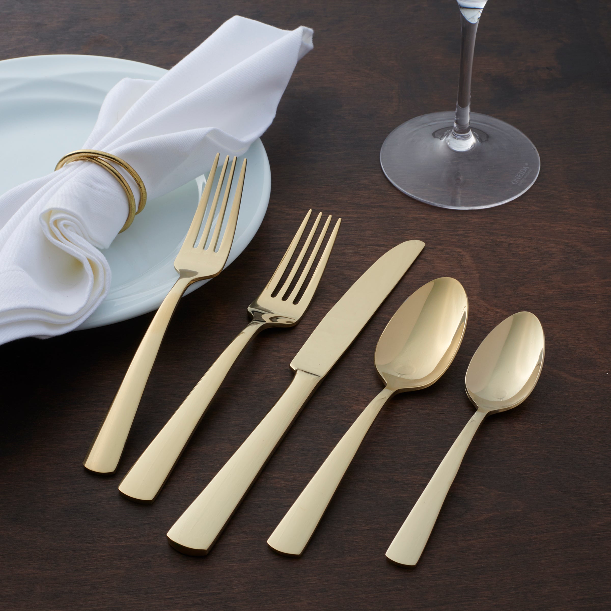 Aptitude 20-Piece Champagne Satin Flatware Set - Elegant Stainless Steel Cutlery for Fine Dining, Wedding Gifts & Special Occasions