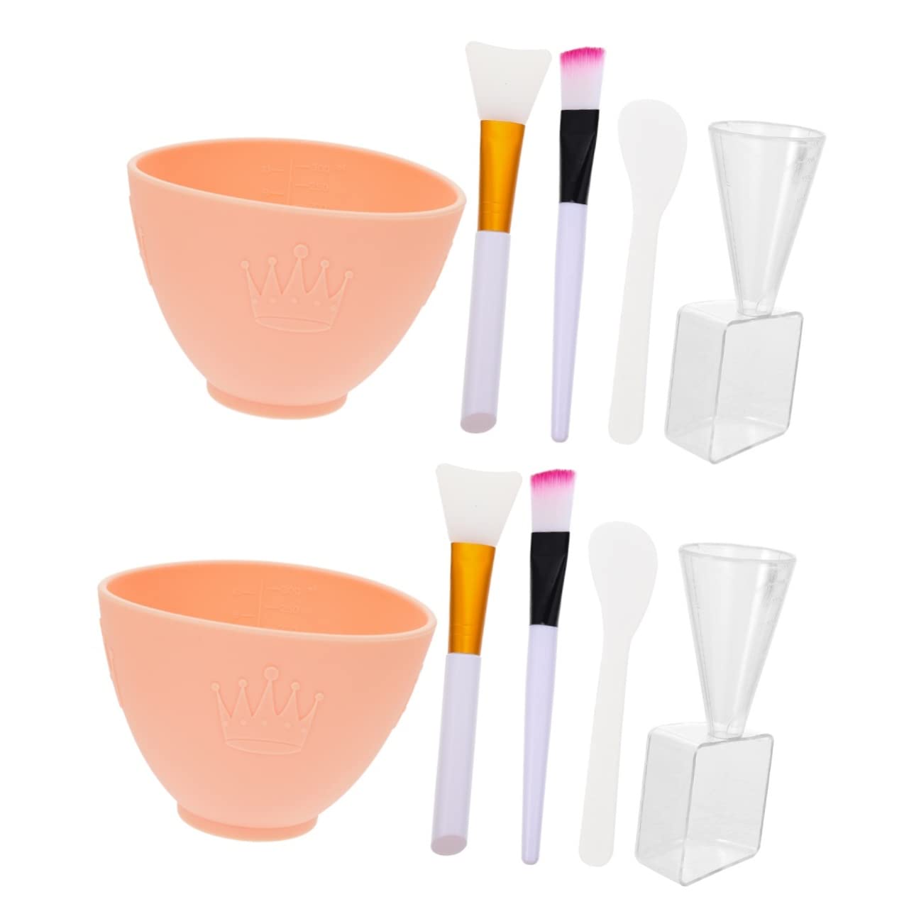 Healeved 2-Piece Silicone Makeup Mixing Bowl Set with Crown Pattern - Includes Applicator Brushes for DIY Face Masks & Cosmetics - Perfect for Professional Makeup Artists & At-Home Beauty Enthusiasts