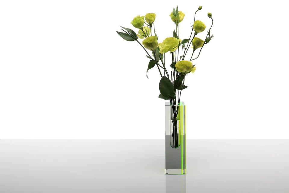 Alexandra Von Furstenberg Eclipse Vase - Tall Green Limited Edition Glass Vase for Home Decor, Wedding Centerpiece & Luxury Gift