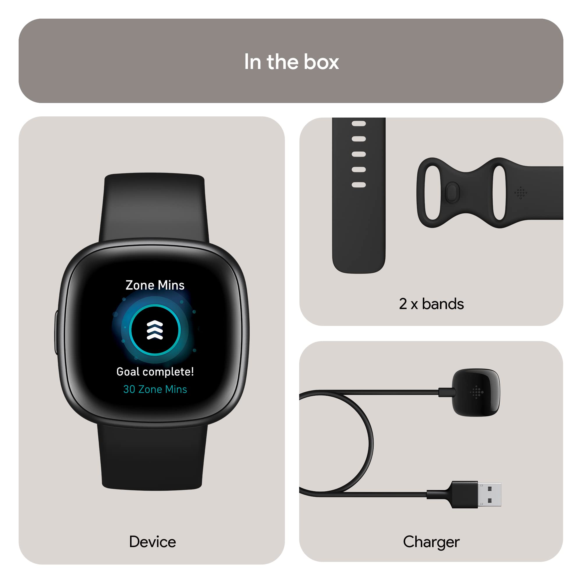 Fitbit Versa 4 Smart Watch - GPS Fitness Tracker with Heart Rate Monitor, Sleep Tracking & 40+ Exercise Modes | Black/Graphite (Renewed) | Includes S & L Bands | Perfect for Running, Swimming & Daily Activity Tracking