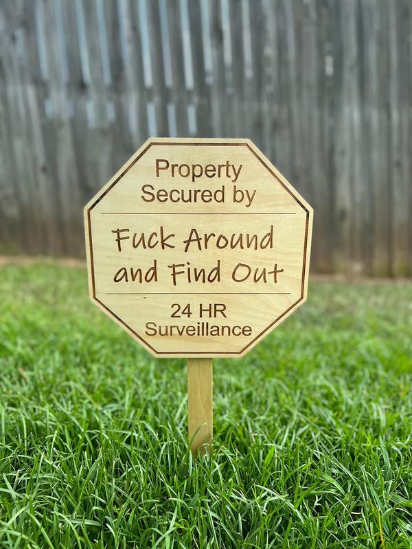 FAFO Yard Sign - Funny Outdoor Security Sign for Home, Office, Front Door & Window - Wooden Decor with 2nd Amendment & Surveillance Warning - Perfect for House Protection & Property Security (Great Gift for Gun Owners & Home Defense Enthusiasts)