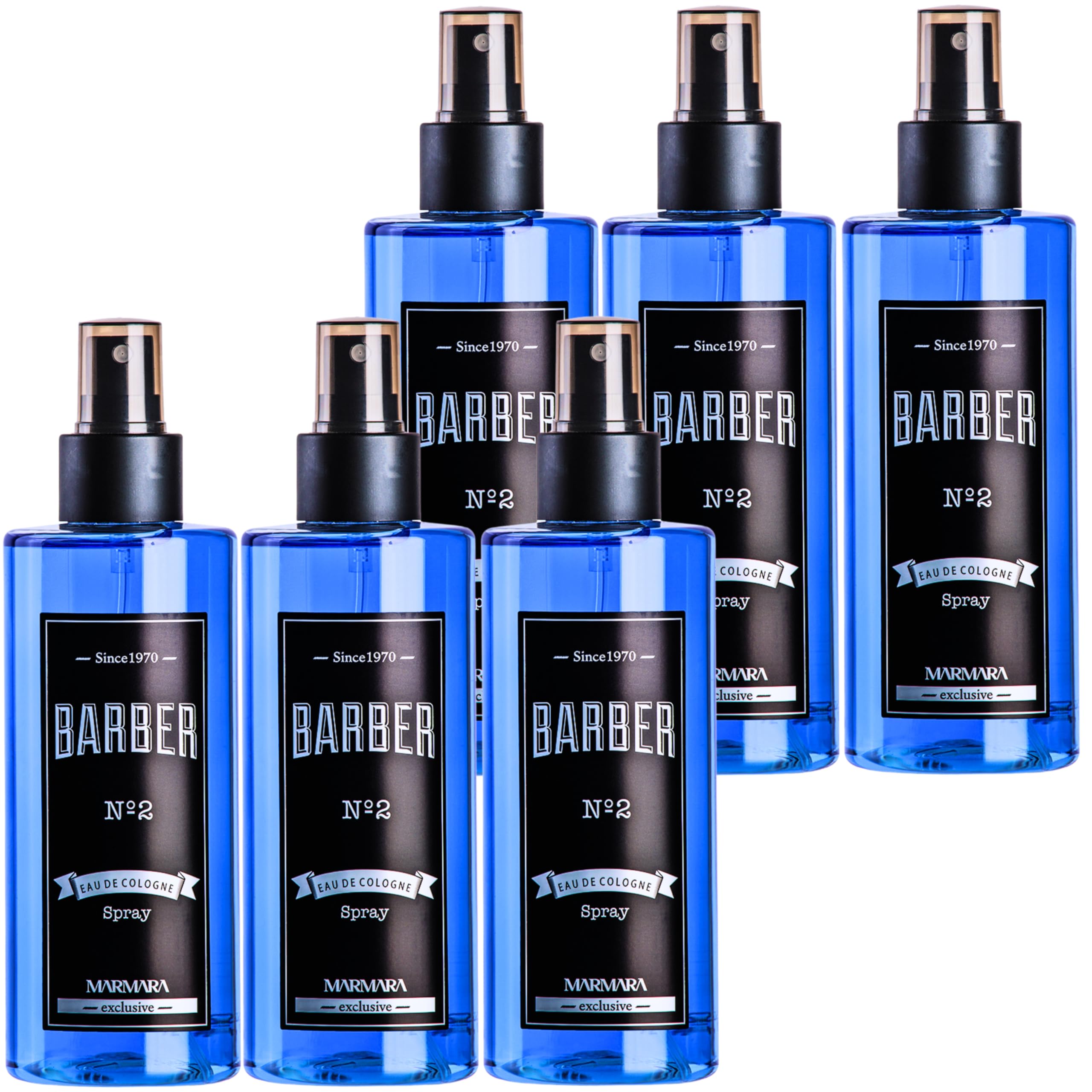 Marmara Barber Cologne No.2 - Premium Traditional Cologne for Barbers & Shaving Enthusiasts (250ml x 6 Bottles) - Perfect for Barber Shops, Grooming Kits & Men's Gift Sets