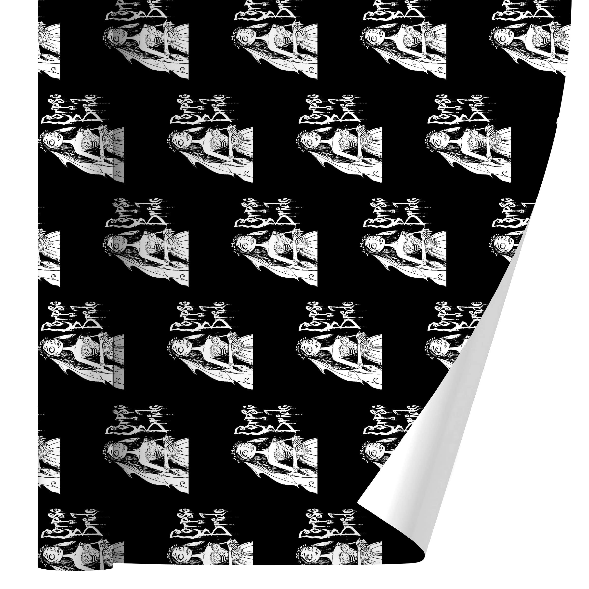 Corpse Bride Themed Gift Wrap Paper Rolls - Logo & Silhouette Design - Perfect for Halloween, Birthday, and Christmas Presents - Premium Wrapping Paper for Party Favors and Special Occasions