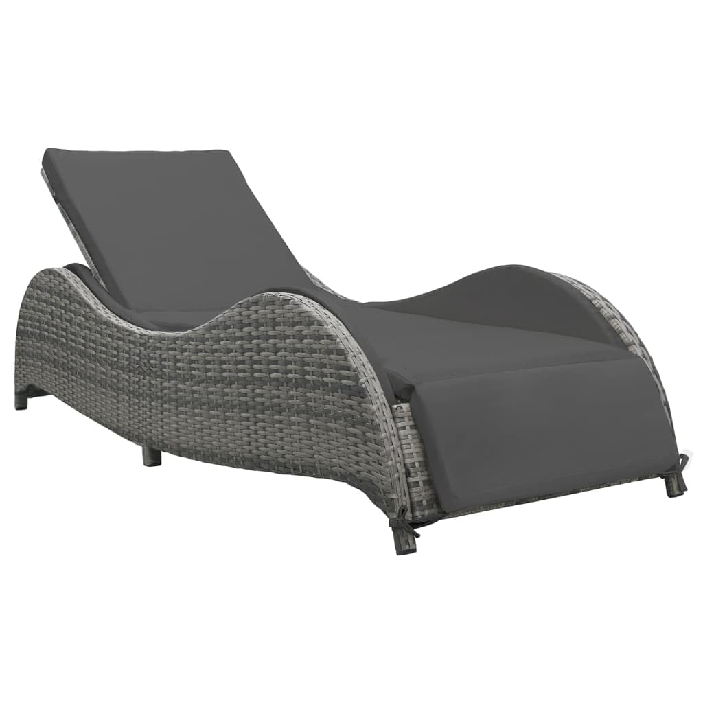 Premium Sun Lounger with Cushion - Durable Poly Rattan in Anthracite (21.7g) - Perfect for Poolside, Beach, Patio & Outdoor Relaxation