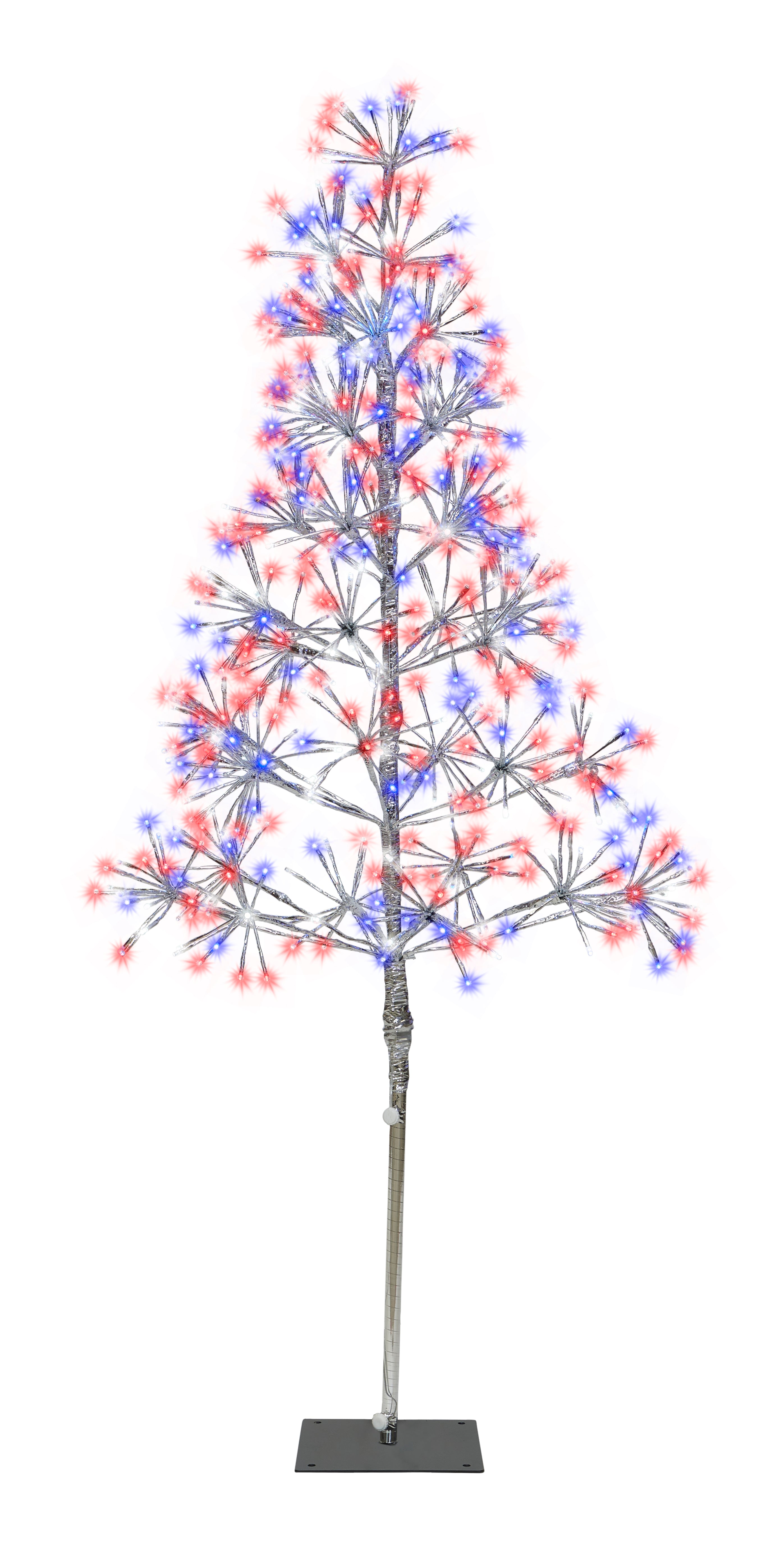 5' Red, White and Blue Patriotic Silver Christmas Tree - Perfect for Holiday Decor, 4th of July Party, and Patriotic Home Decorations