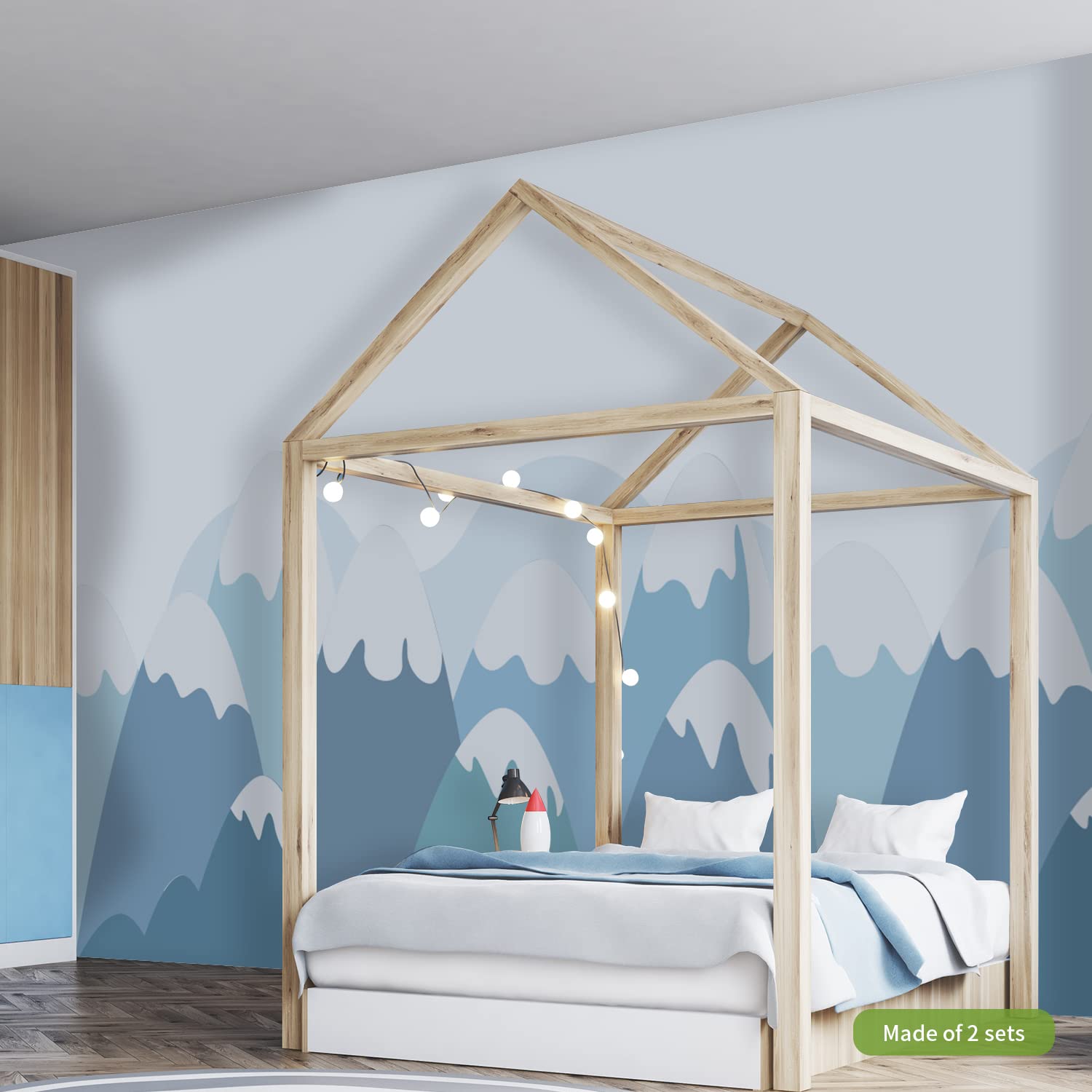 Alwayspon Peel and Stick Fabric Wall Mural Sticker - Self-Adhesive Landscape Wallpaper for Living Room, Bedroom & Nursery Decor - Rocky Mountain Design - Easy DIY Home Wall Decoration for Kids Room, Dorm or Office