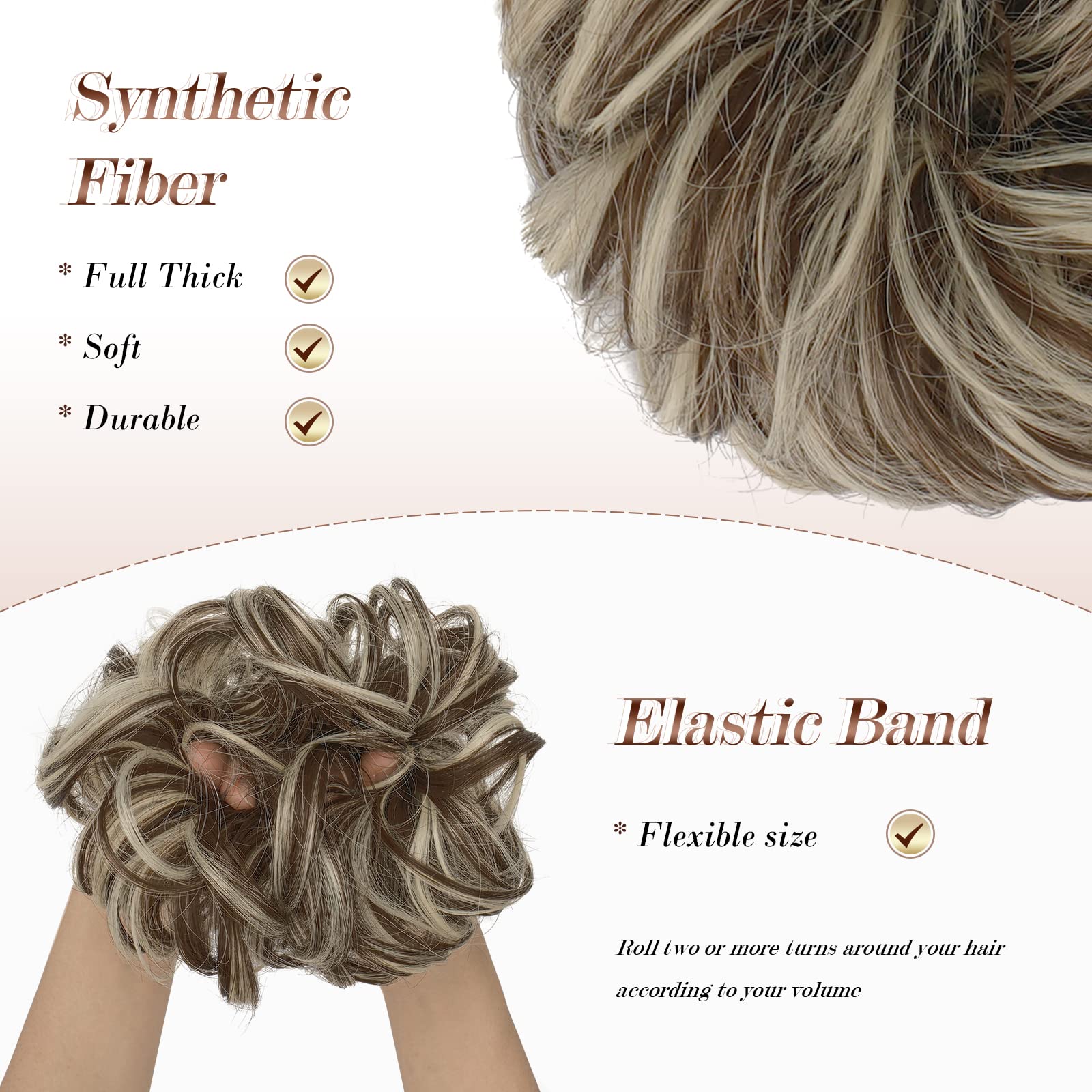 Large Curly Hair Bun Scrunchie Extension - Perfect for Ponytails, Updos & Everyday Hairstyles