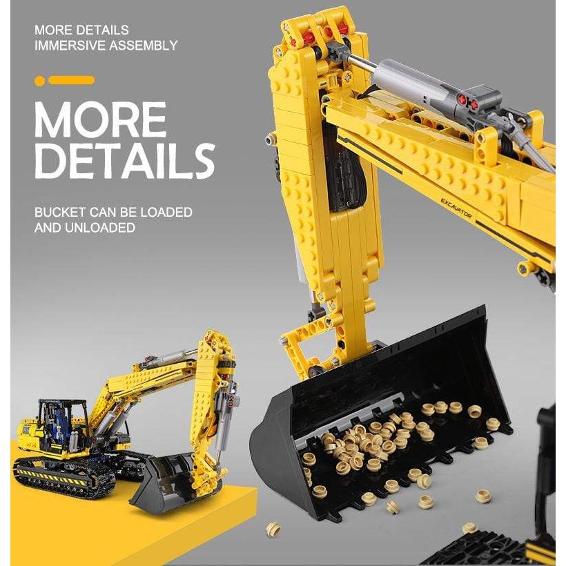 Mould King 13112 Motorized Mechanical Digger Building Blocks Set - STEM Educational Toy for Kids & Adults - Perfect for Construction Play, Engineering Learning & DIY Projects