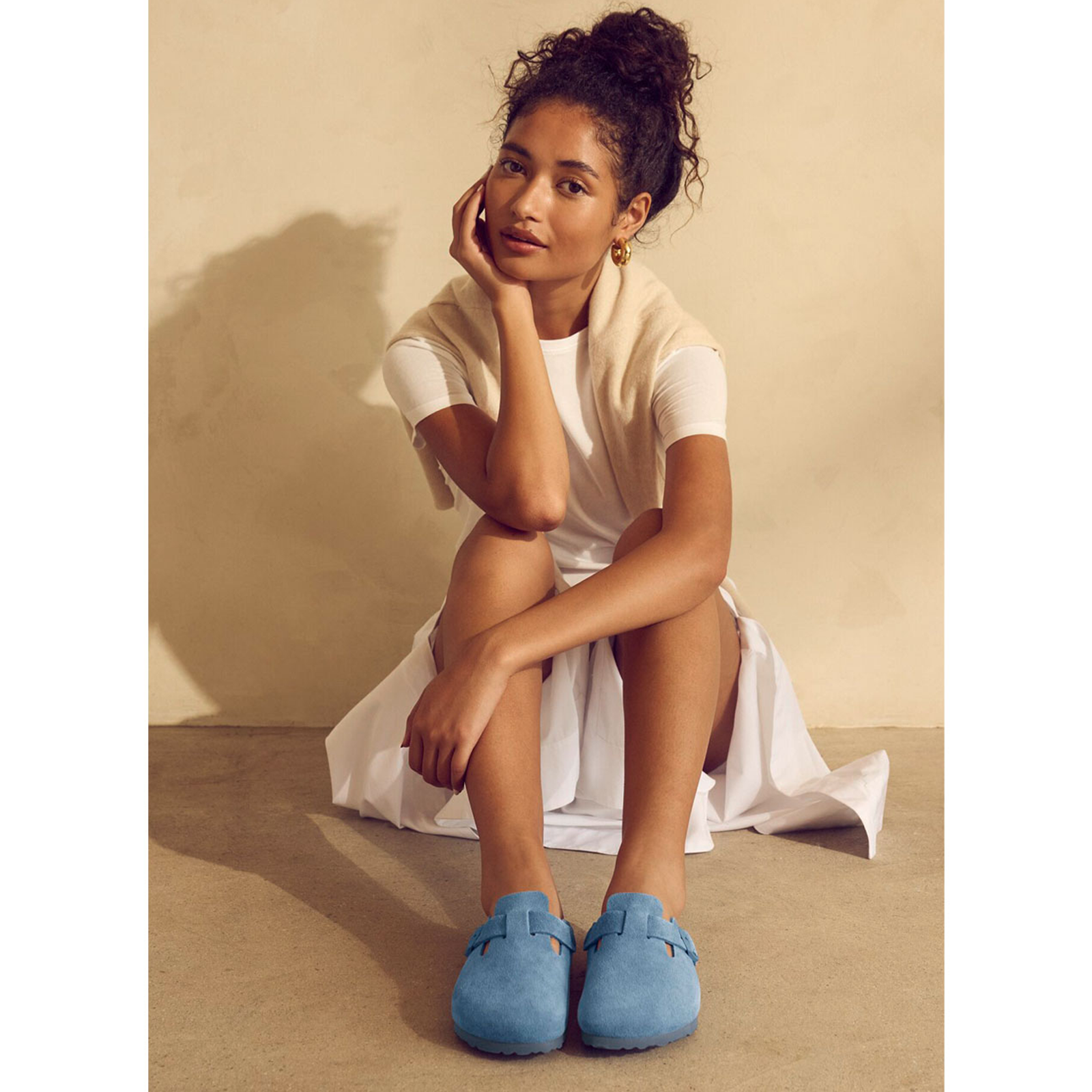 Birkenstock Boston Soft Footbed Narrow Clog (Women)   Elemental Blue Suede