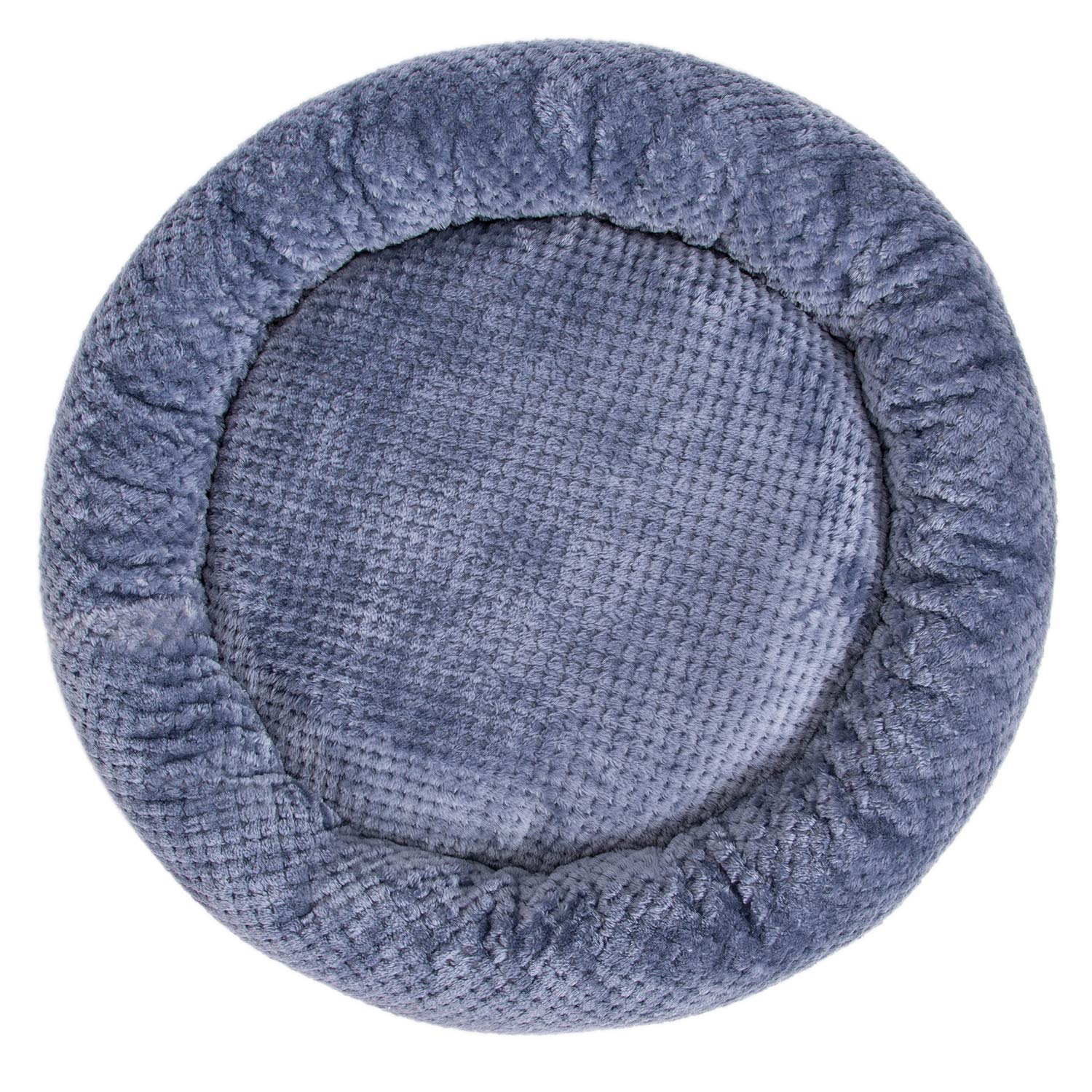 WONDER MIRACLE Fuzzy Deluxe Pet Bed - Ultra Soft Orthopedic Dog Bed & Cat Bed for Large Dogs - Machine Washable Pet Crate Mat (24x24 Inches, Smoked Blue) - Perfect for Living Room, Bedroom & Kennel Comfort