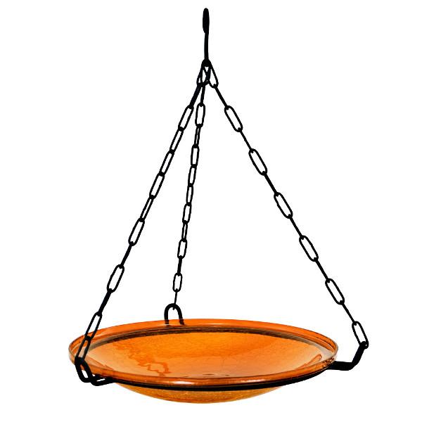 Handmade Mandarin Crackle Glass Birdbath Bowl - Outdoor Garden Decoration for Birds & Wildlife - Perfect for Patio, Yard & Backyard Bird Watching