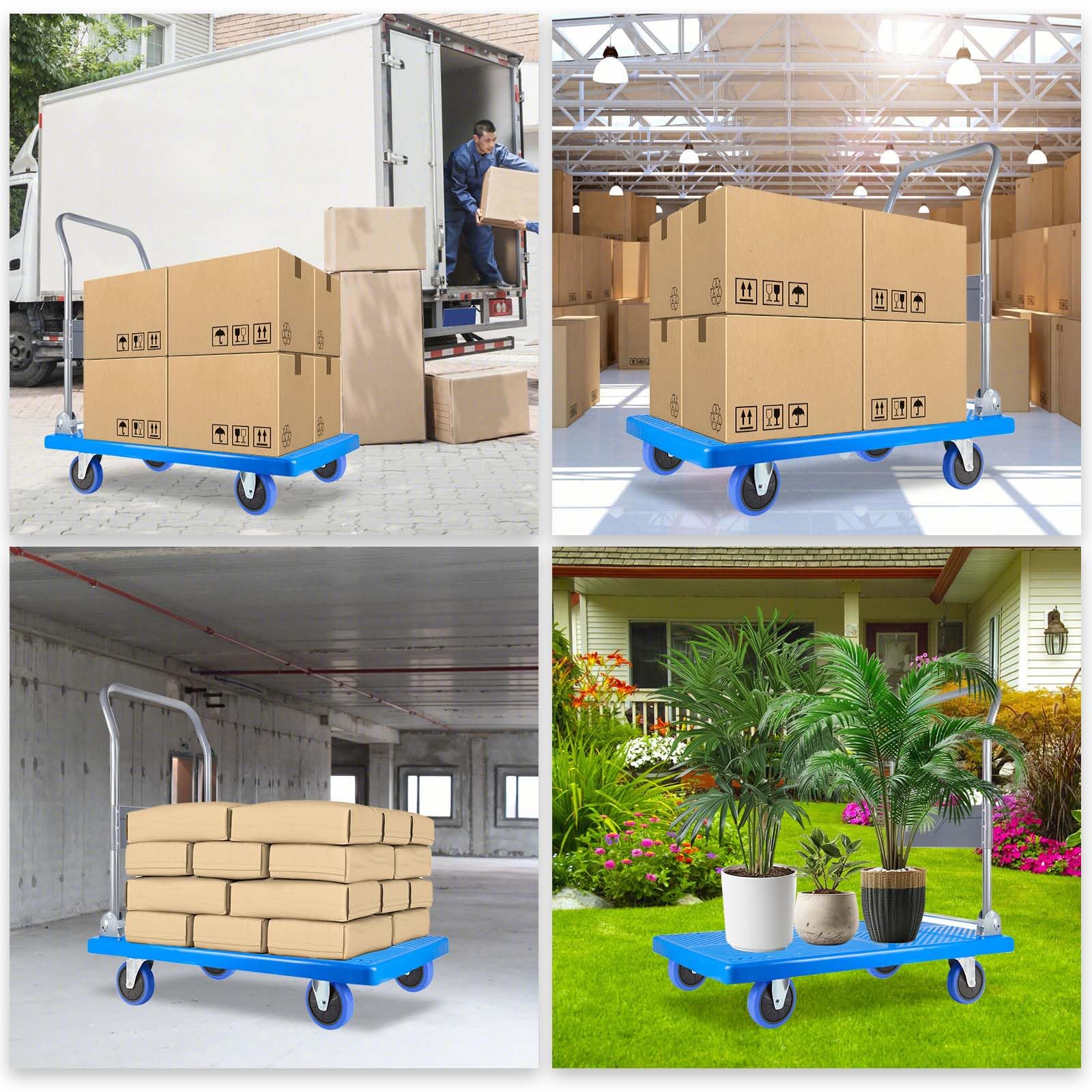 Heavy Duty Foldable Platform Truck Dolly - 400lbs Capacity Moving Cart with 28.7x18.5x33.4 Inch Flatbed | Warehouse Utility Hand Truck for Groceries, Packages & Home Moving | Ideal for Retail Stores, Logistics & Industrial Use