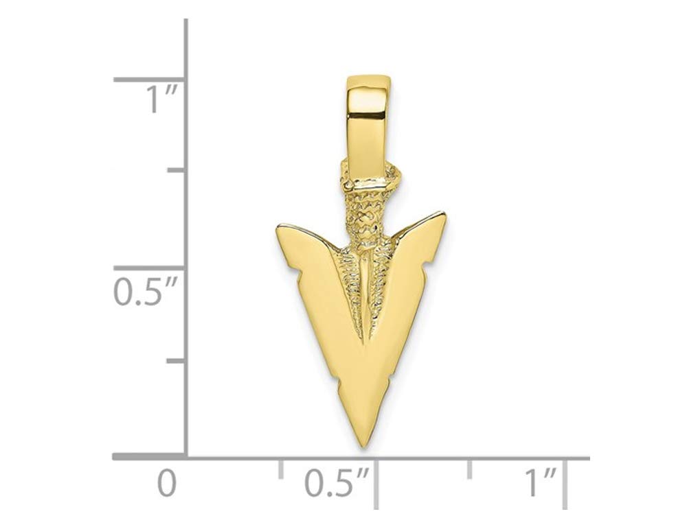 10K Yellow Gold Arrowhead Charm Pendant Necklace with 18