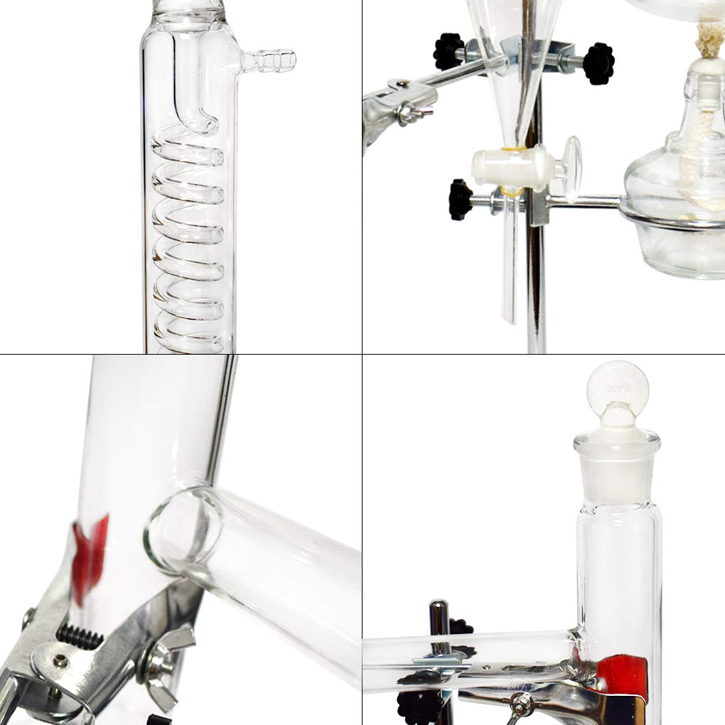 1000ML Essential Oil Distillation Kit - Glass Distillation Apparatus with Condenser & Flask for Home Lab, Aromatherapy, Herbal Extraction & Water Purification | Perfect for DIY Essential Oils, Hydrosols & Distilled Water