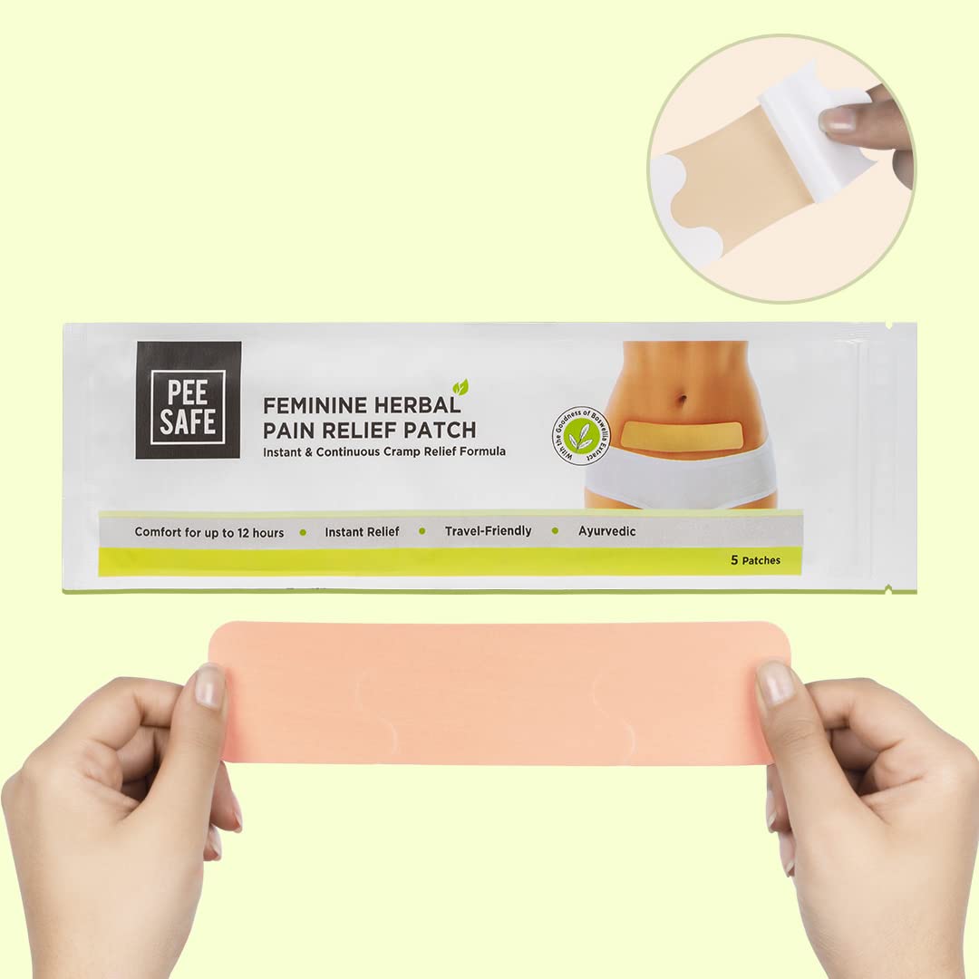 Pee Safe Feminine Herbal Pain Relief Patches (5 Pack) | Natural Period Cramp Relief | Drug-Free & No Side Effects | Long-Lasting 12-Hour Comfort | Discreet & Skin-Friendly Design | Perfect for Work, Travel & Active Lifestyles