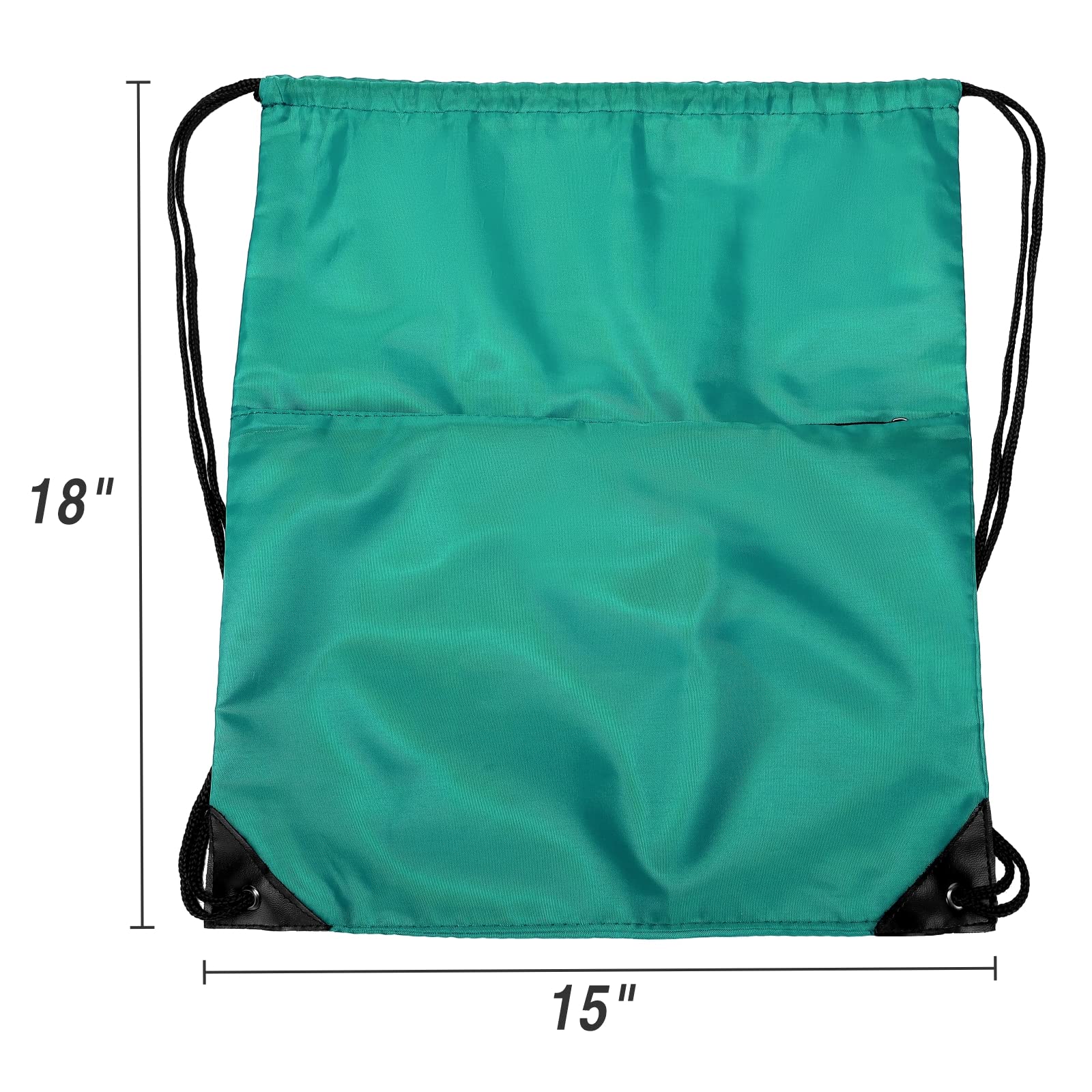 Lightweight Foldable Drawstring Backpack - 210D Nylon Gym Sack with Zipper Side Pocket for Men & Women | Perfect for Sports, Travel, Workout & School (Teal)