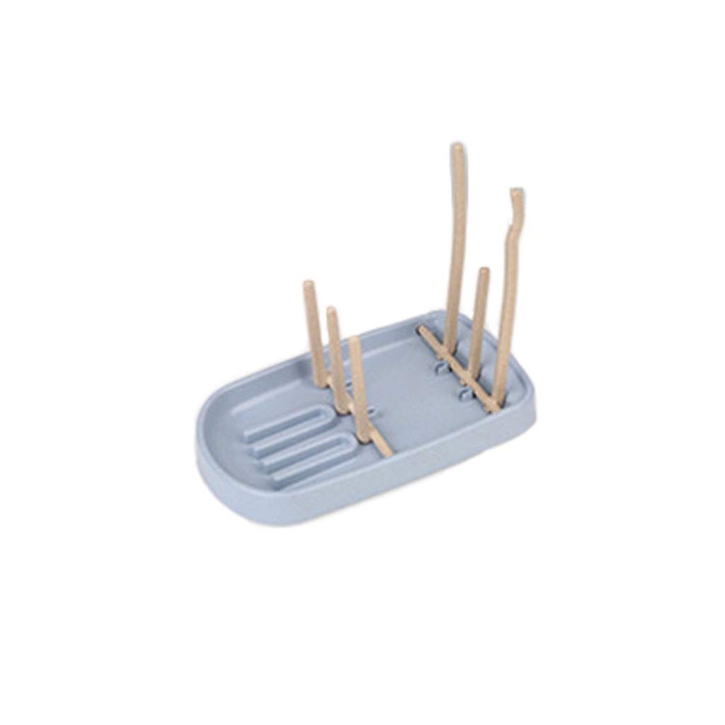 Baby Bottle Drying Rack with Tray - Plastic Teat & Cup Organizer for Kitchen, Dining & Bar - Water Bottle Storage Container (Blue, One Size) - Perfect for Baby Feeding Essentials & Dish Drying