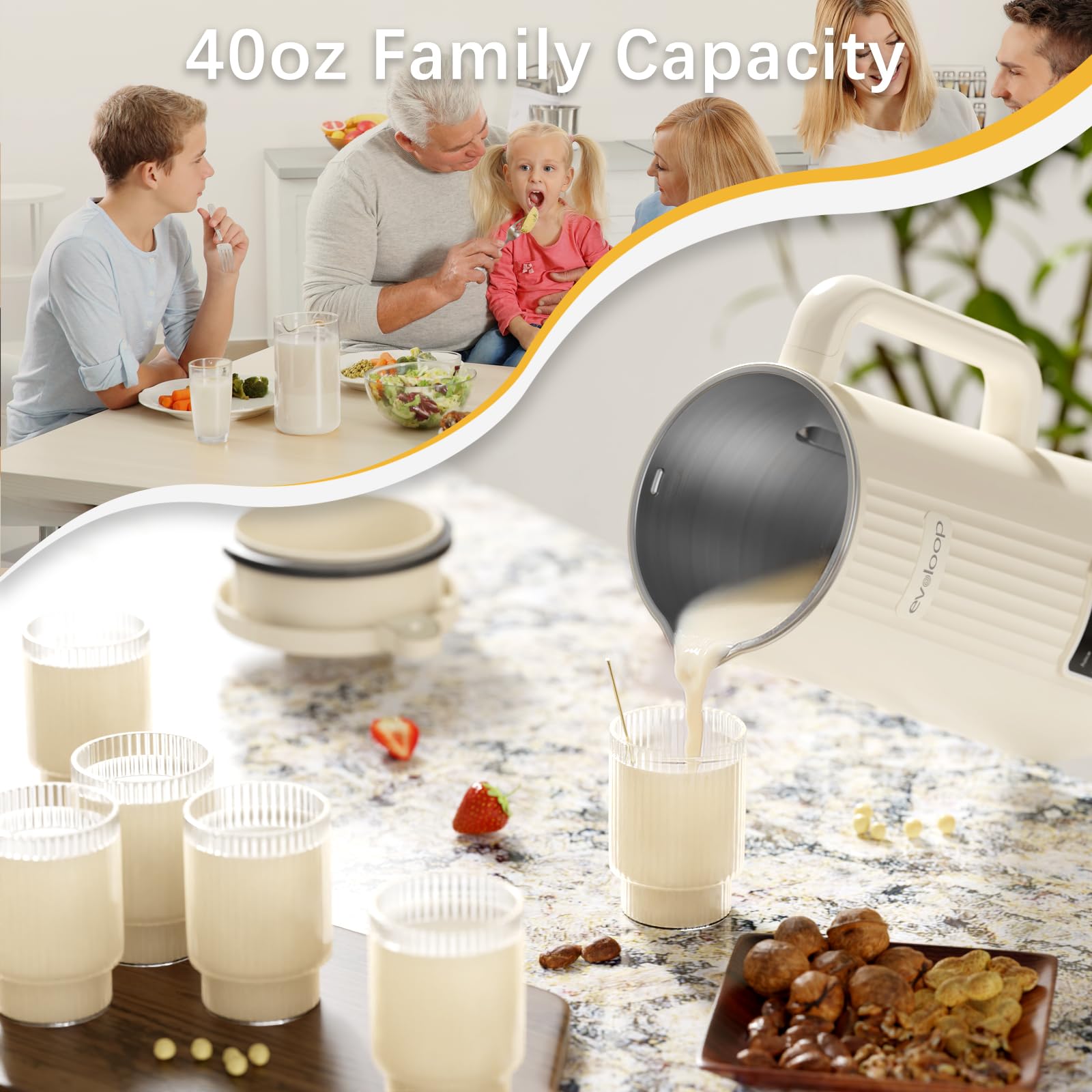 8-in-1 Automatic Nut Milk Maker Machine - 40oz Plant-Based Milk Machine for Homemade Almond, Oat, Coconut & Soy Milk - Non-Dairy Beverage Maker with Delay Start, Self-Cleaning & Boil Water Function - Perfect for Vegan, Keto & Healthy Lifestyle - Great for Breakfast, Smoothies & Coffee Creamer