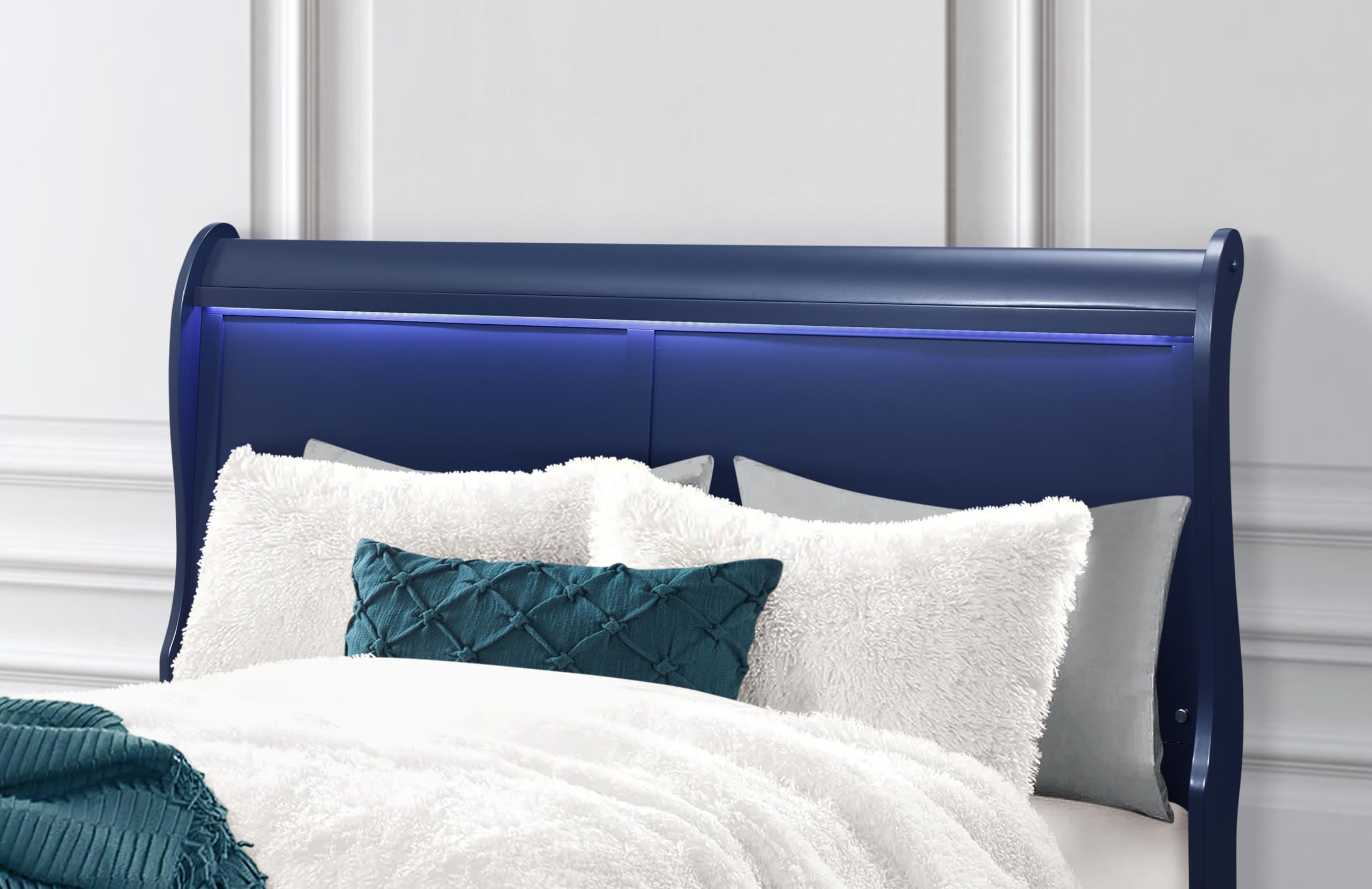 Charlie Blue Queen Size Bed Frame - Modern & Stylish Furniture for Bedroom | Global Furniture USA | Perfect for Master Bedrooms, Guest Rooms & Apartments