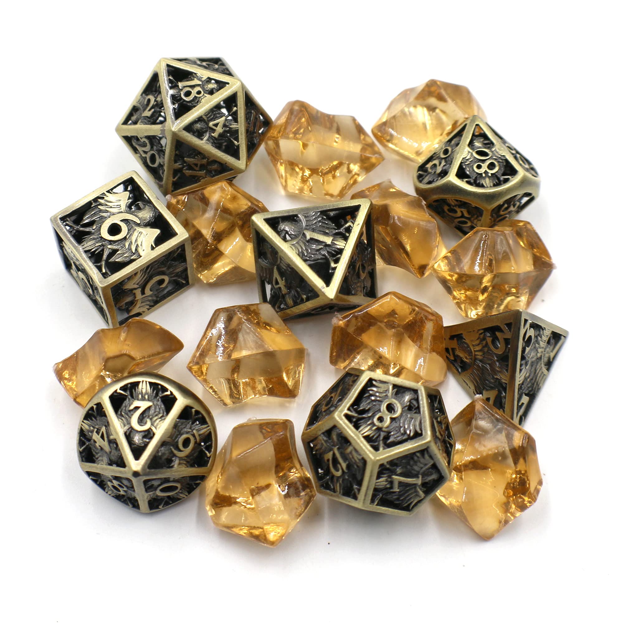 Premium Hollow Brass Dice Set with Journal & Wooden Pen Gift Box - Bronze & Silver Finish - Perfect for Tabletop RPG Games, D&D Accessories & Unique Gifts for Gamers