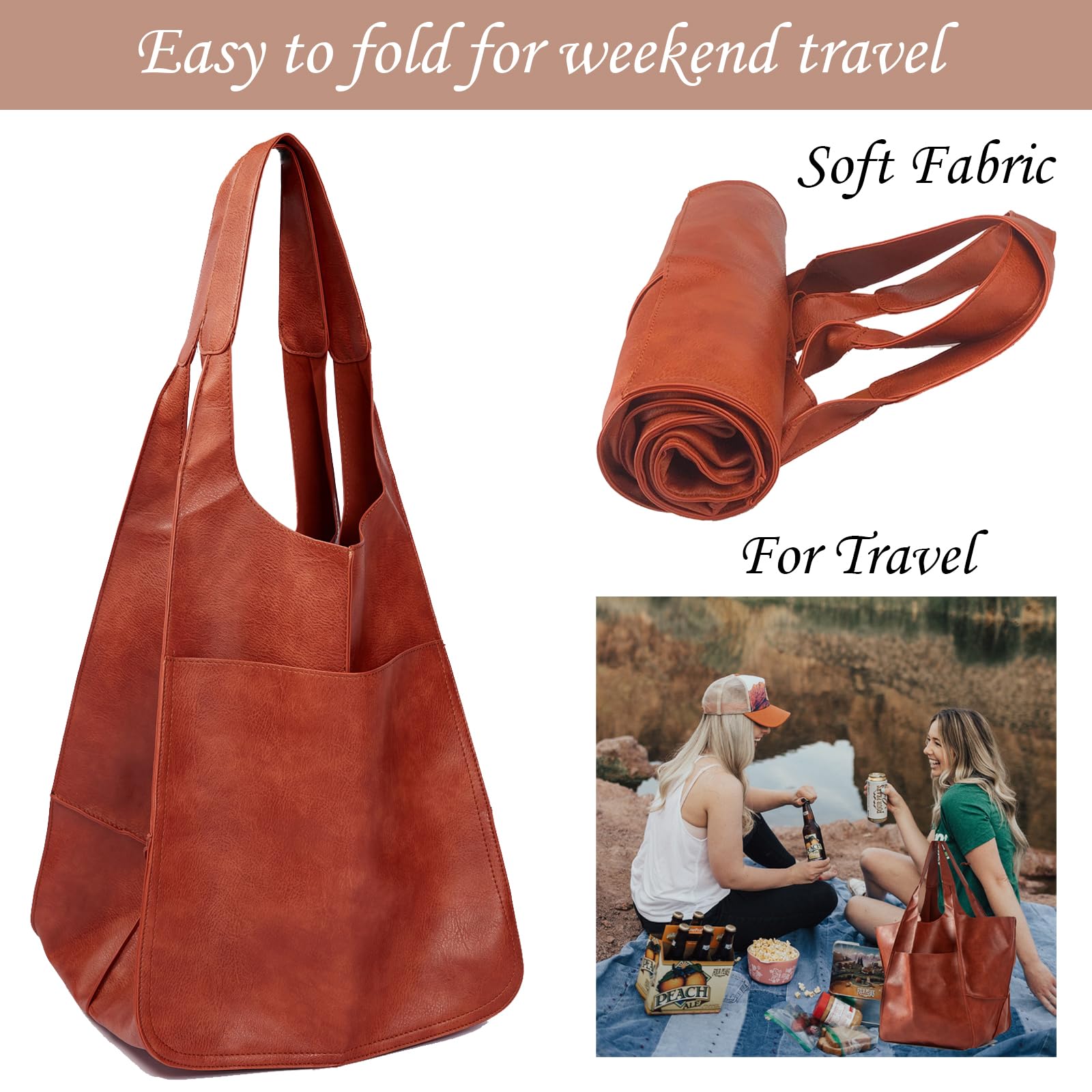 KlaOYer Oversized Leather Tote Bag - Large Capacity Work Hobo Purse, Soft PU Leather Handbag for Women | Perfect for Travel, Shopping & Daily Commute