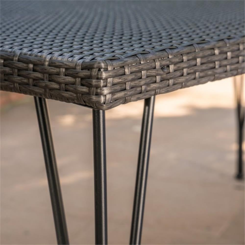 Noble House Karina 7-Piece Gray Wicker Patio Dining Set - Outdoor Furniture for Garden, Poolside & Backyard Entertaining