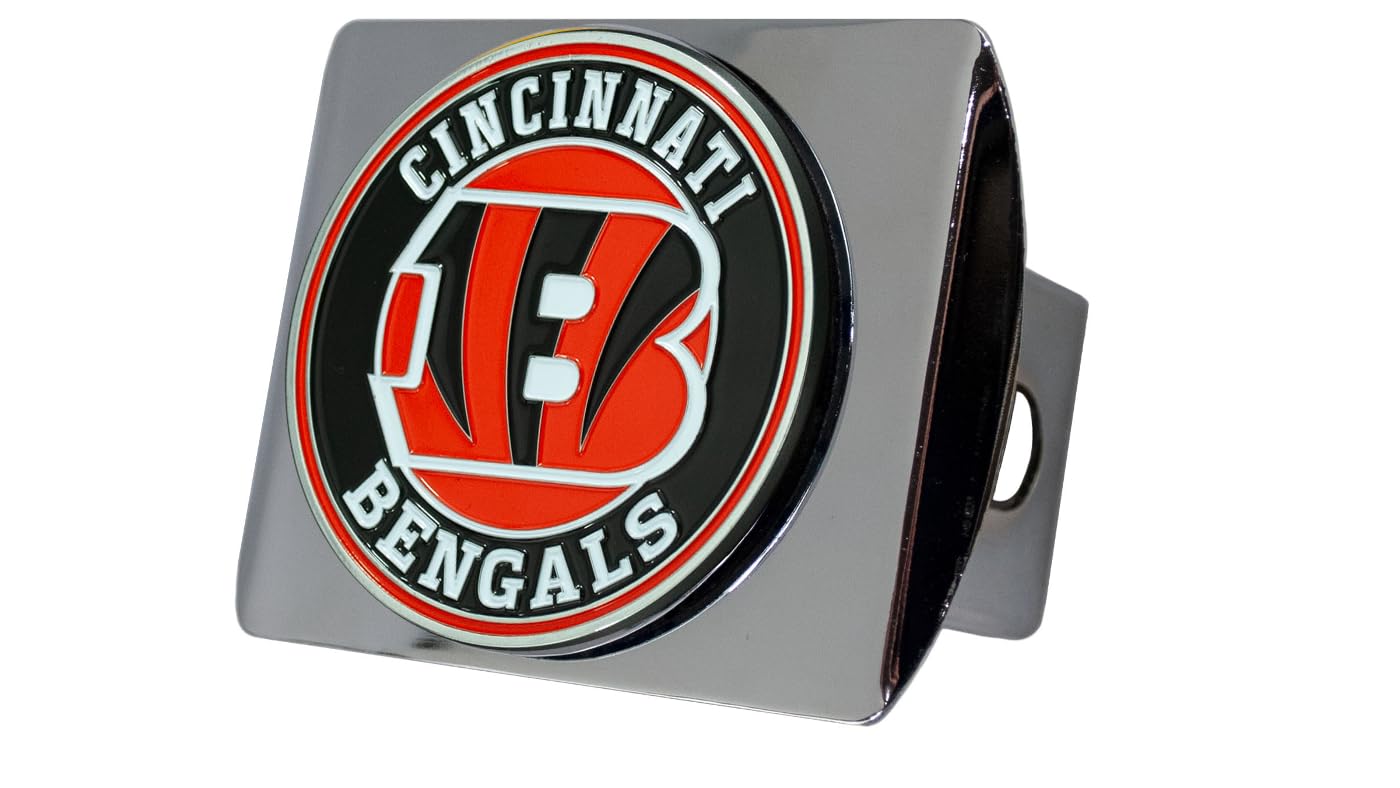 FANMATS NFL Chrome Metal Hitch Cover with 3D Team Logo - Roundel Molded Design for Trucks, SUVs & Cars | Perfect Football Fan Gift for Tailgating & Game Day