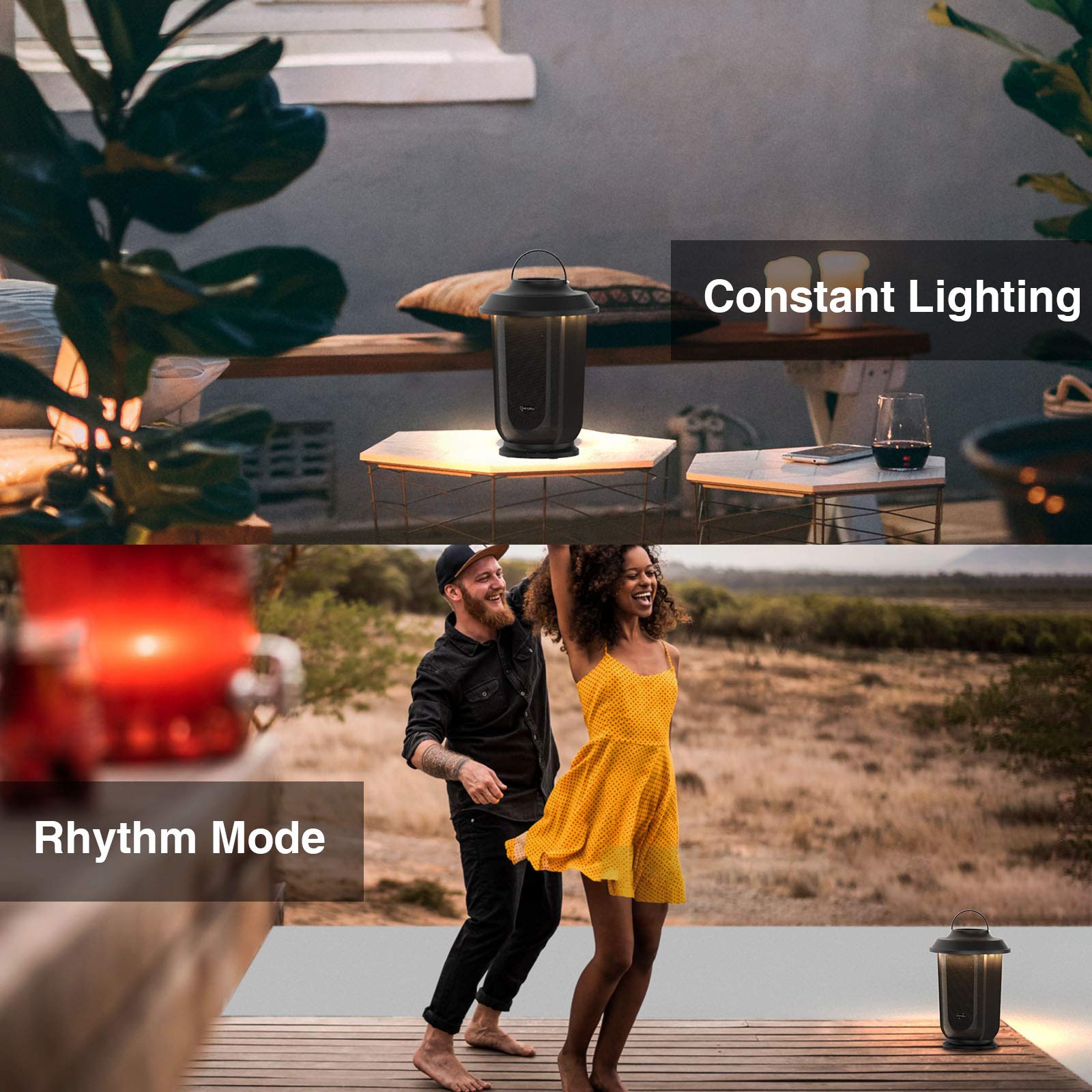 Onforu 2 Pack Outdoor Bluetooth Speakers with LED Lights - Wireless Loud Stereo Sound, TWS Pairing, Bluetooth 5.0 - Perfect for Christmas Parties, Garden Decor, Patio Entertainment & Camping Nights