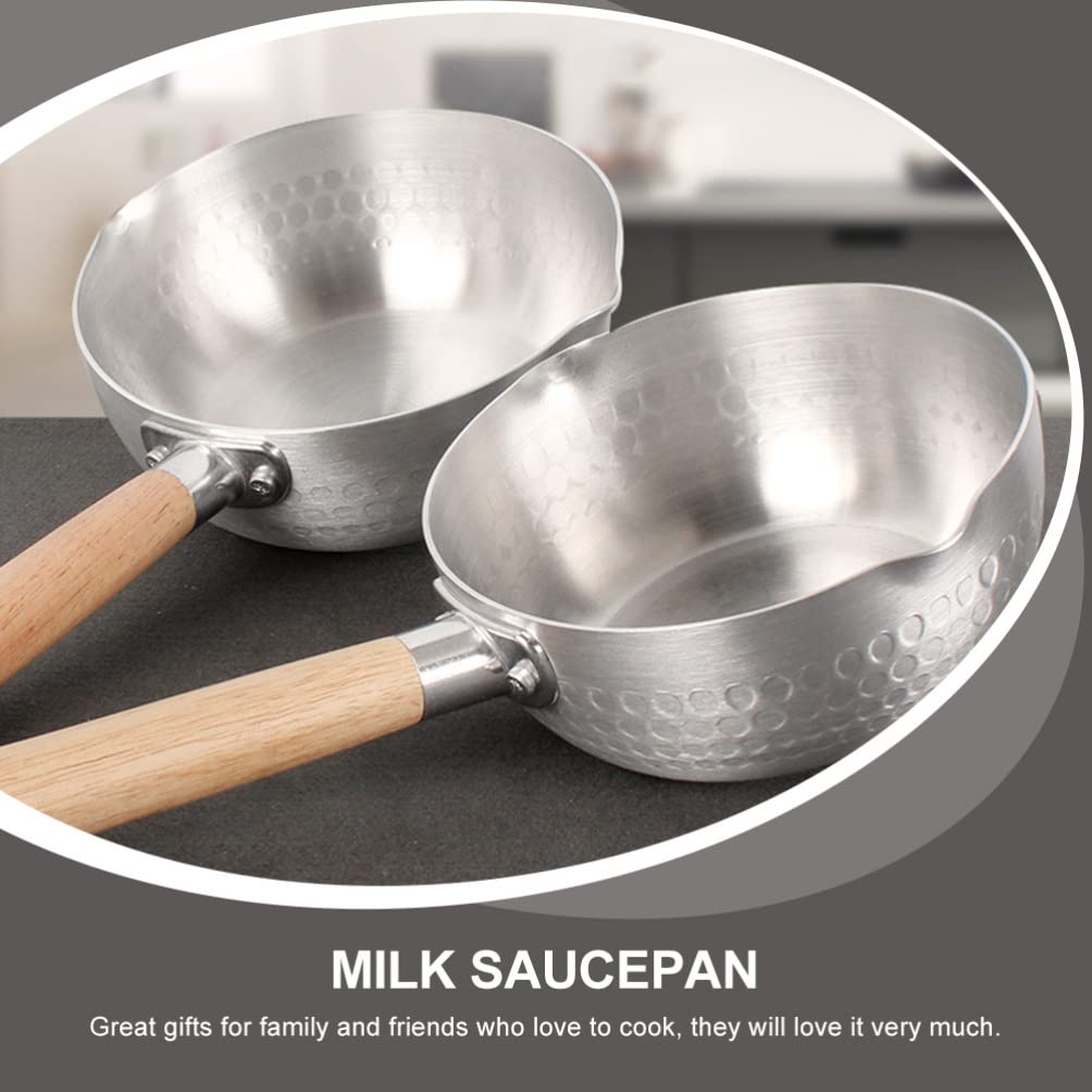 DOITOOL Stainless Steel Snow Pan with Wood Handle - Japanese Style Sauce Pan, Milk Pan, Soup Pot for Cooking, Kitchen Cookware - Perfect for Making Sauces, Stews, and Soups at Home
