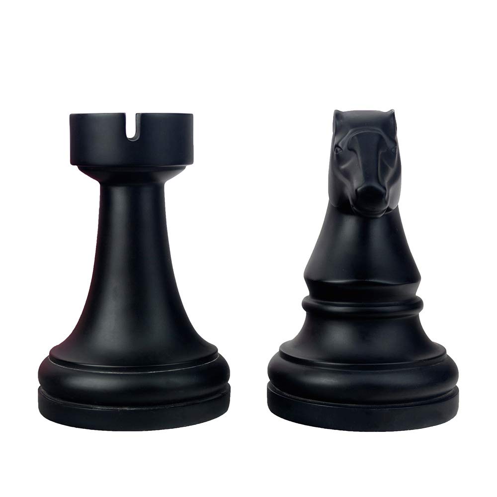 Decorative Chess Bookends - Heavy Duty Black Book Supports for Office & Home - Unique Desk & Bookrack Decor - 7