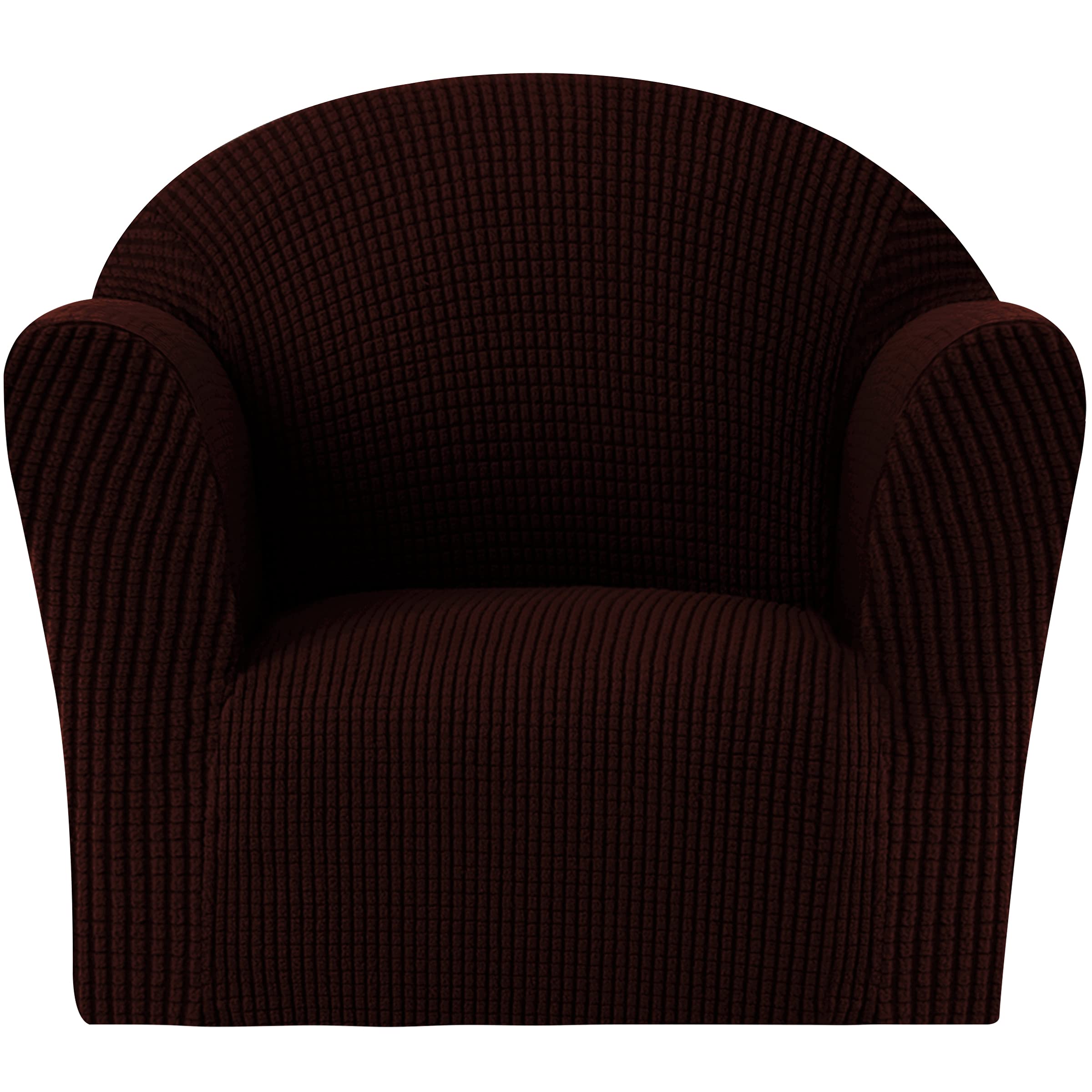 CHUN YI Jacquard High Stretch Kids Sofa Cover - Mini Size Slipcover for Child's Chair, Armchair & Settee (Chocolate) | Soft Protective Cover for Toddlers & Baby Furniture | Perfect for Playrooms, Daycares & Nursery Decor