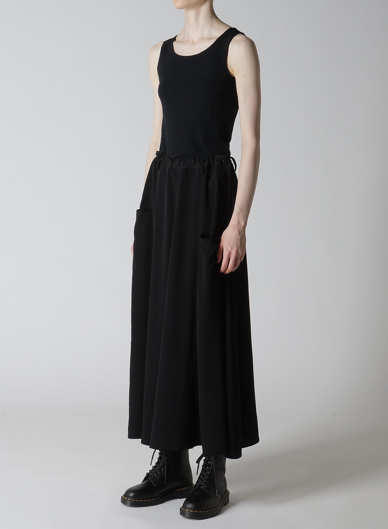 Elegant Crepe de Chine Front Panel Pocket Skirt - Women's Flowy Midi Skirt for Office, Party & Casual Wear