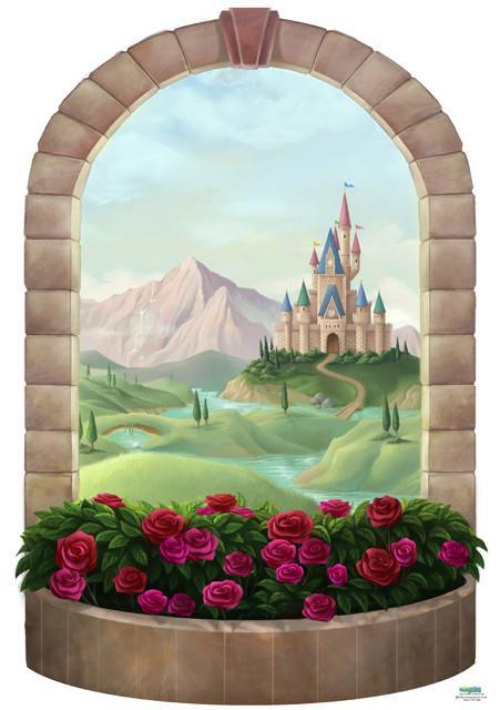 Princess Castle Window Mural Sticker - Removable Decal for Kids Room Decor, Nursery Wall Art, Fantasy Bedroom Design - Perfect for Birthday Parties & Playroom Themes