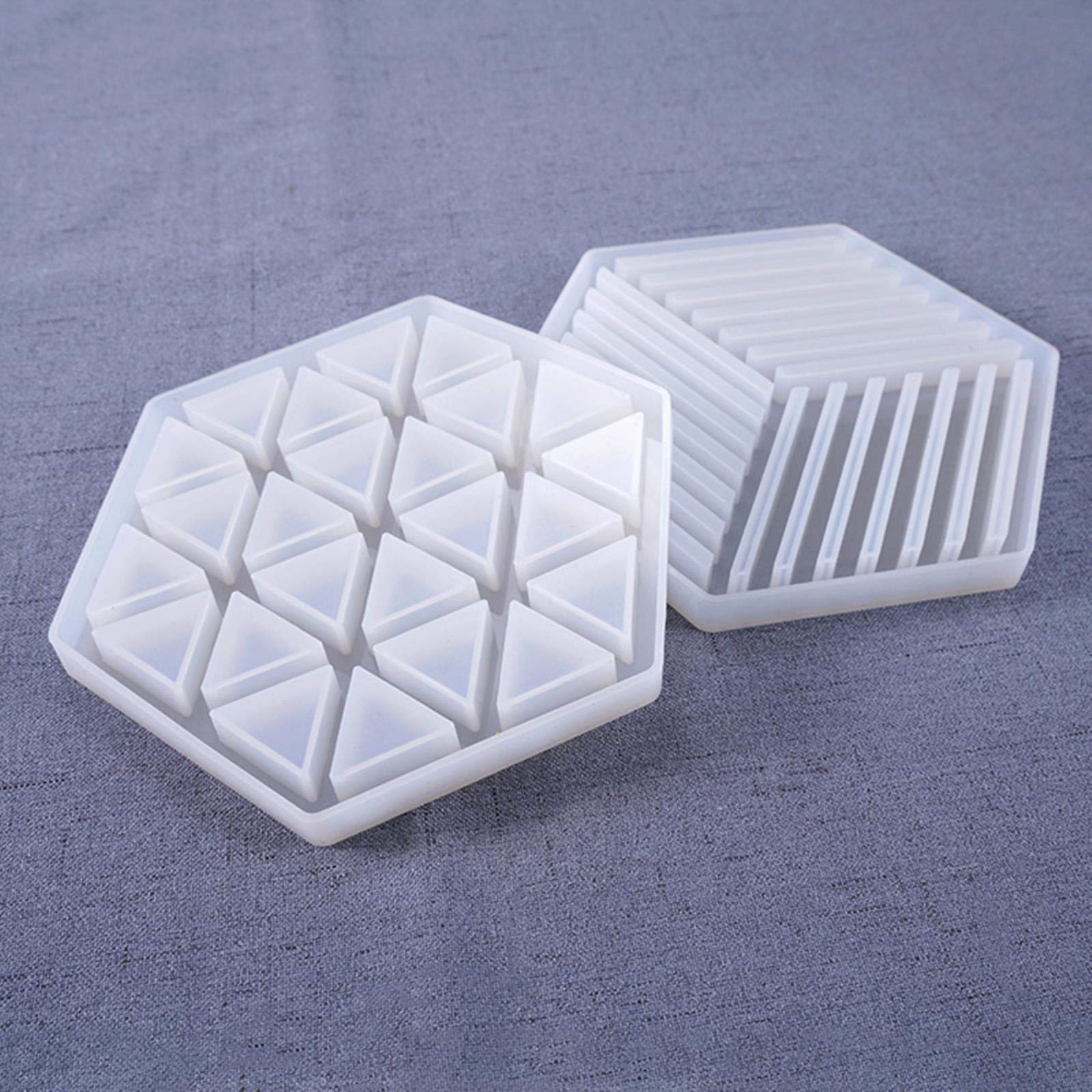 2-Pack Diamond & Stripe Design Silicone Mold for DIY Epoxy Resin, Concrete, Gypsum Crafts - Perfect for Coasters, Jewelry, Clay Trays & Cement Art Projects (Home Decor & Gift Making)