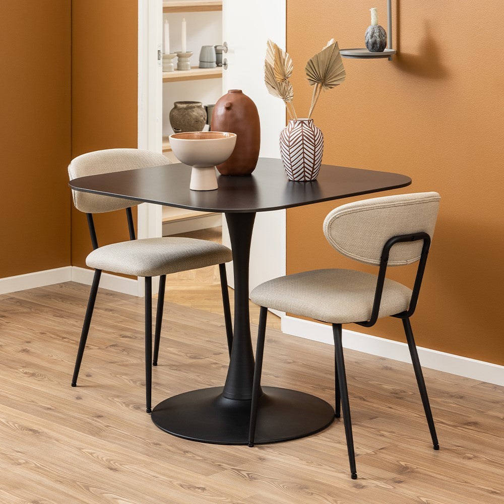 MARTA 90cm Square Dining Table - Modern Black Kitchen Table for Small Spaces | Perfect for Apartments, Breakfast Nooks & Cozy Dining Areas